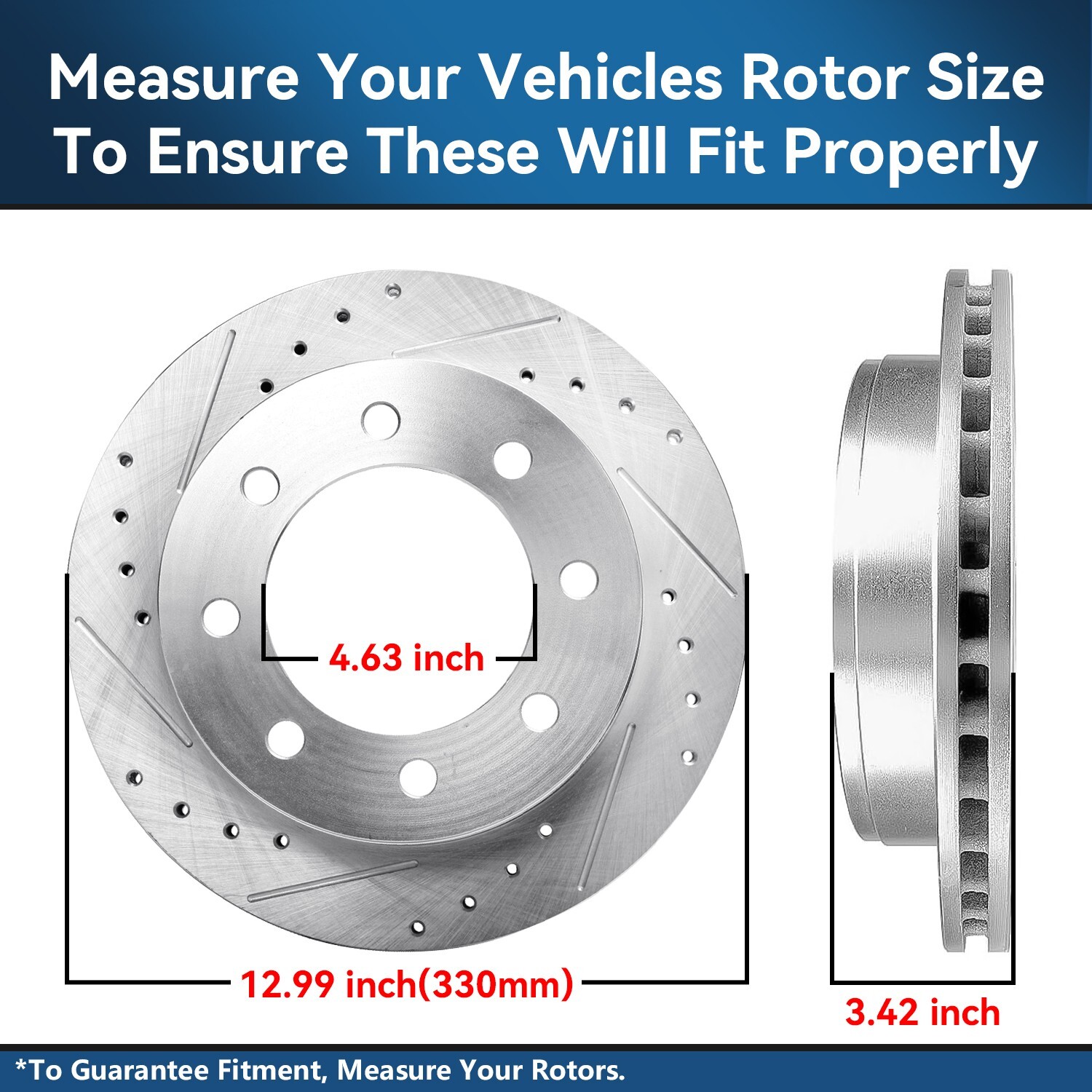 Rear Drilled Rotors Ceramic Brake Pads Set for Chevy Silverado GMC Sierra 2500HD