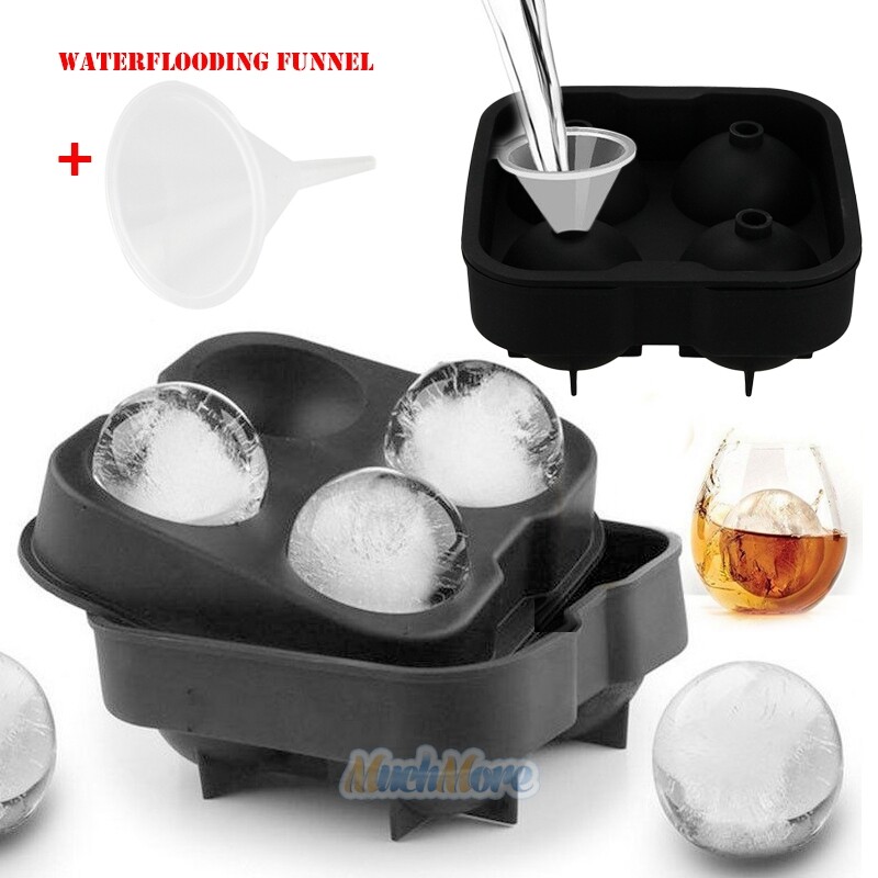 ICE Balls Maker Round Sphere Tray Mold Cube Whiskey Ball Silicone+Water Funnel
