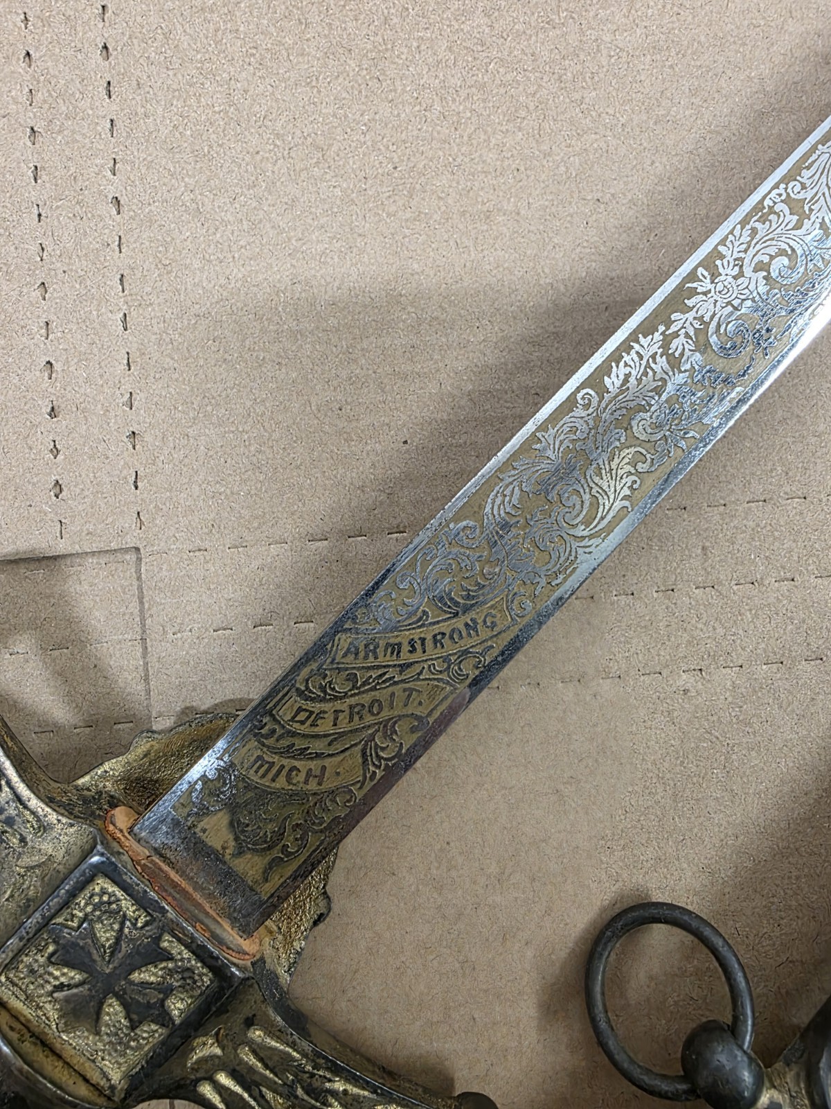 Vintage Late 1800s J.H. Wilson Knights Templar Ceremonial Sword Scrimshaw Handl