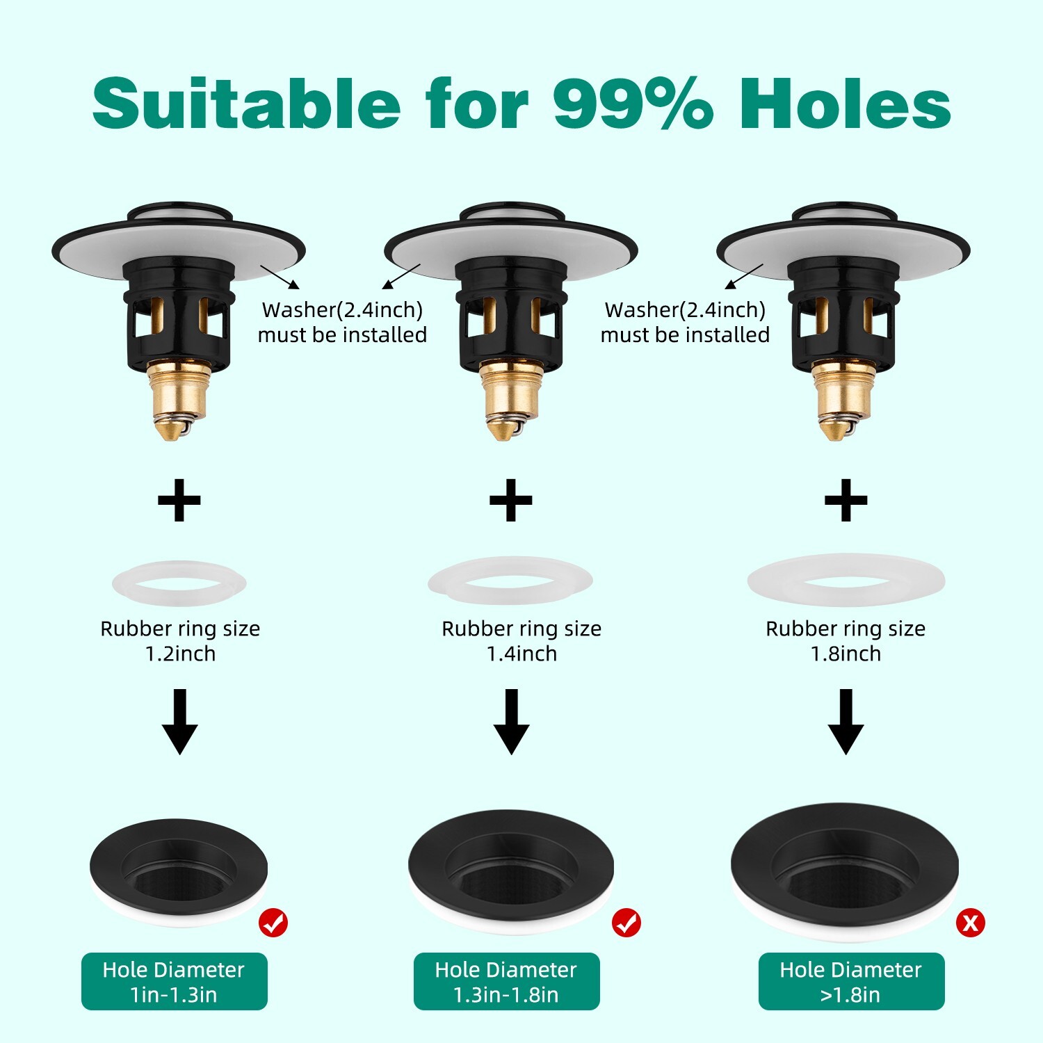 Universal Bathroom Sink Plug Stopper Pop-Up Drain Filter Wash Basin Core Bounce