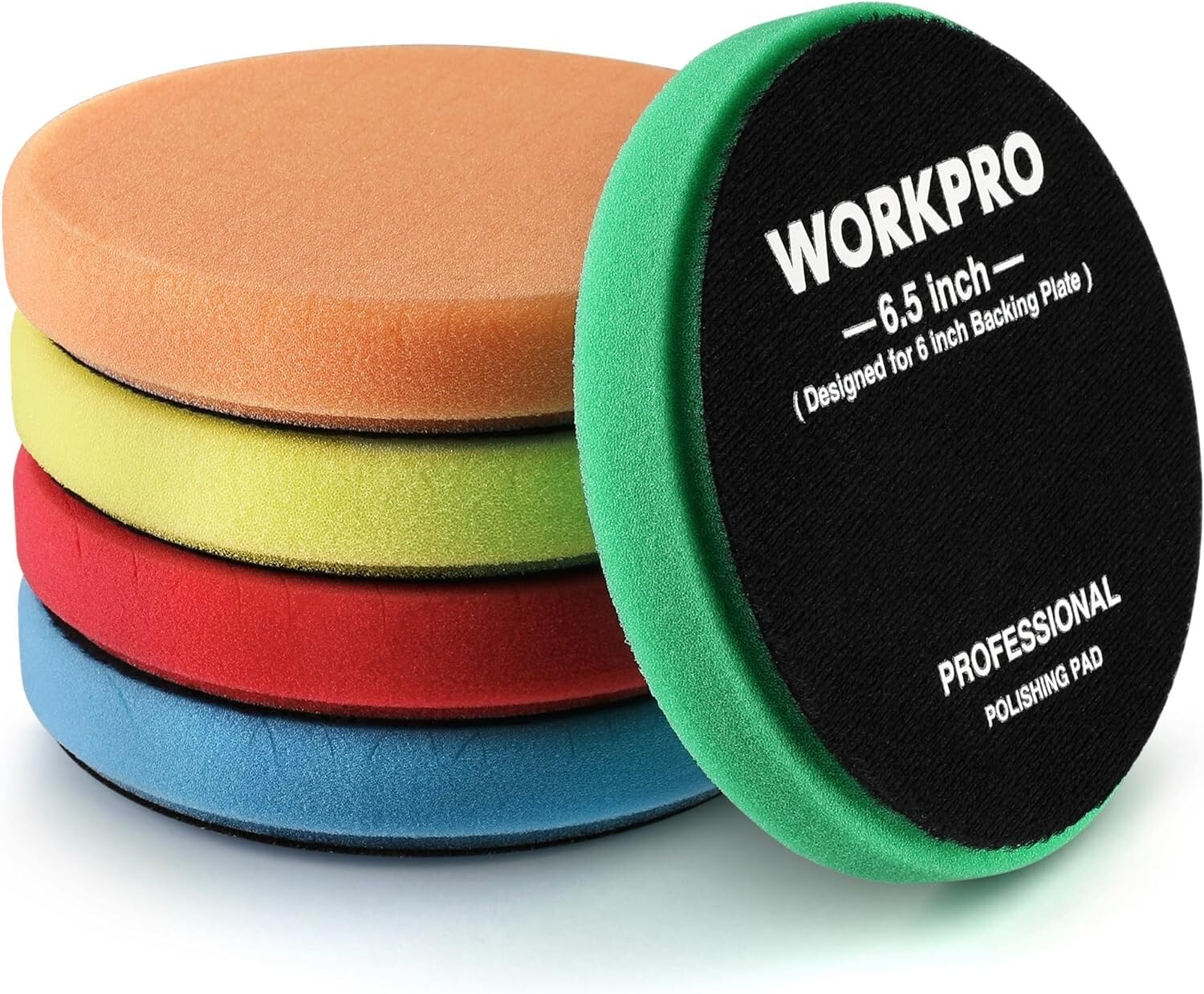 WORKPRO 5PCS 6.5-inch Polishing Pads Sponge Waxing Foam Buffing Kit Car Polisher
