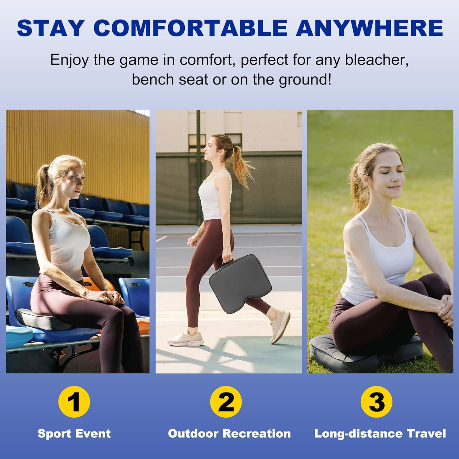 2 Pcs Stadium Seat Cushions Water-Repellent Bleacher Seat Cushions Indoor