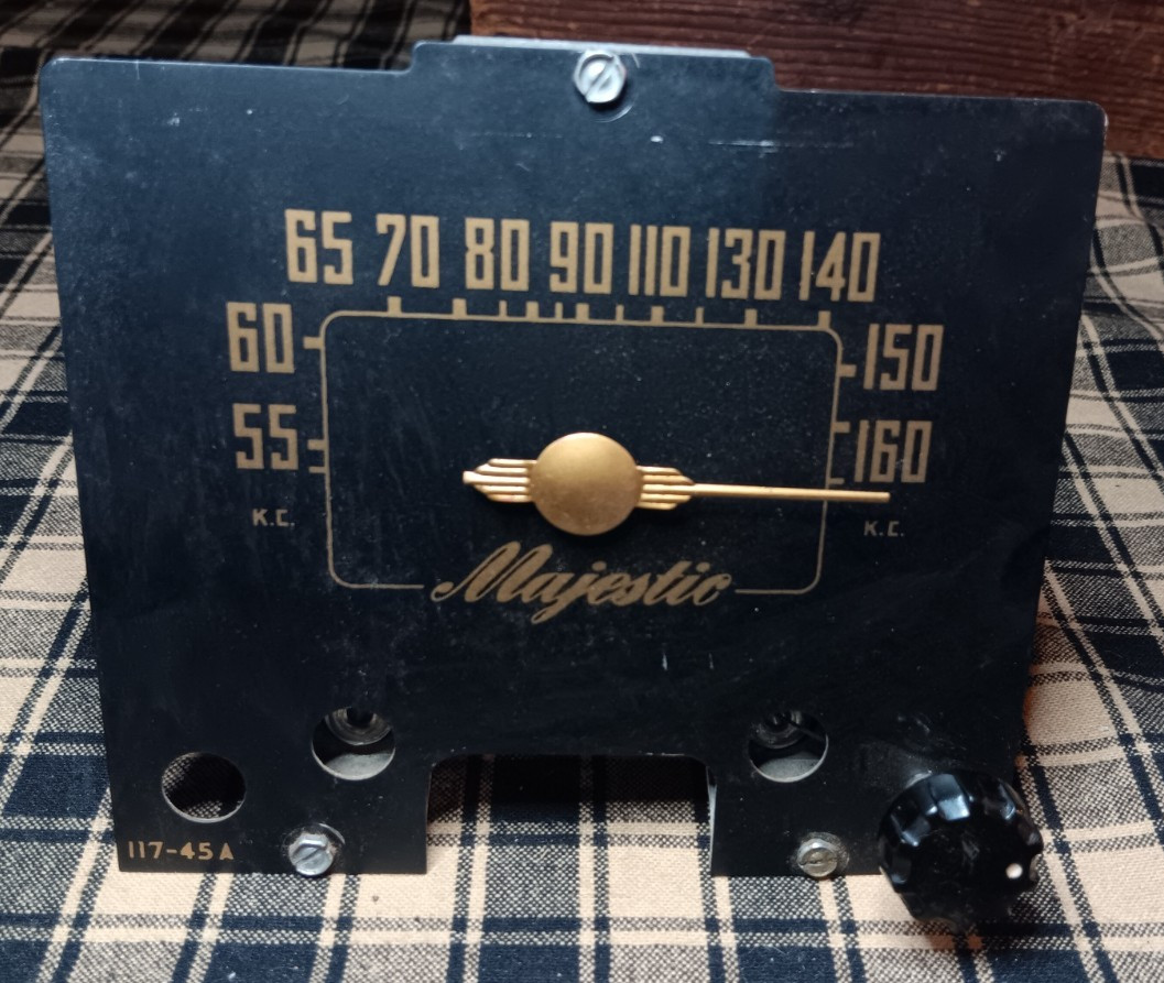 VINTAGE  CAPACITOR TRIPLE GANG  WITH MAJESTIC FACEPLATE FOR CRYSTAL RADIO