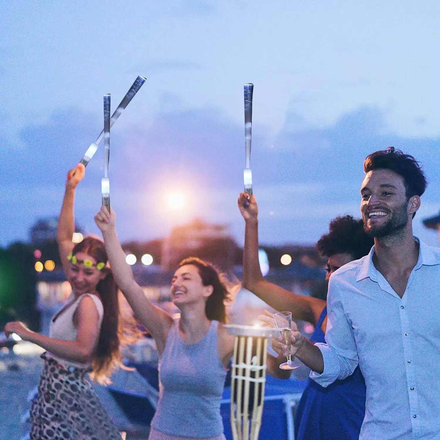 80pcs Fiber Optic White LED Wands, Glow Sticks for Parties, Weddings, Events