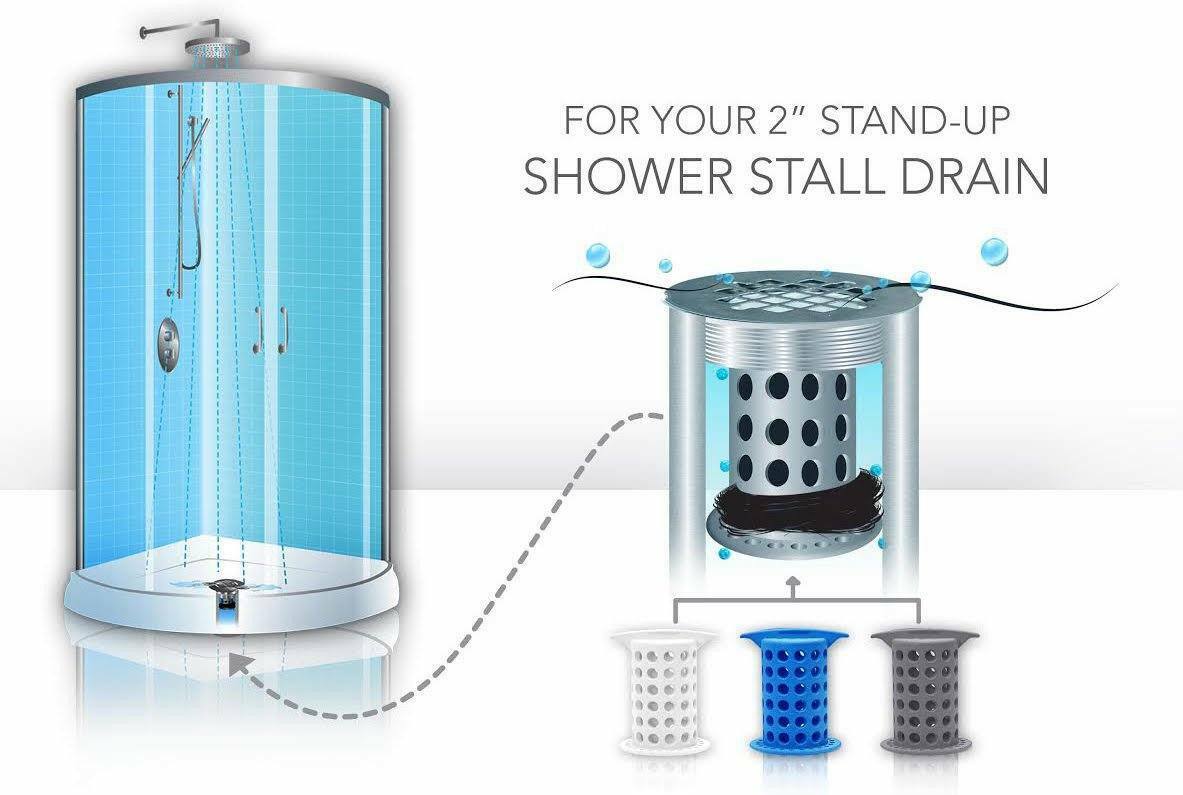 ShowerShroom® (Blue) 2" Revolutionary Hair Catcher for Shower Drain by TubShroom