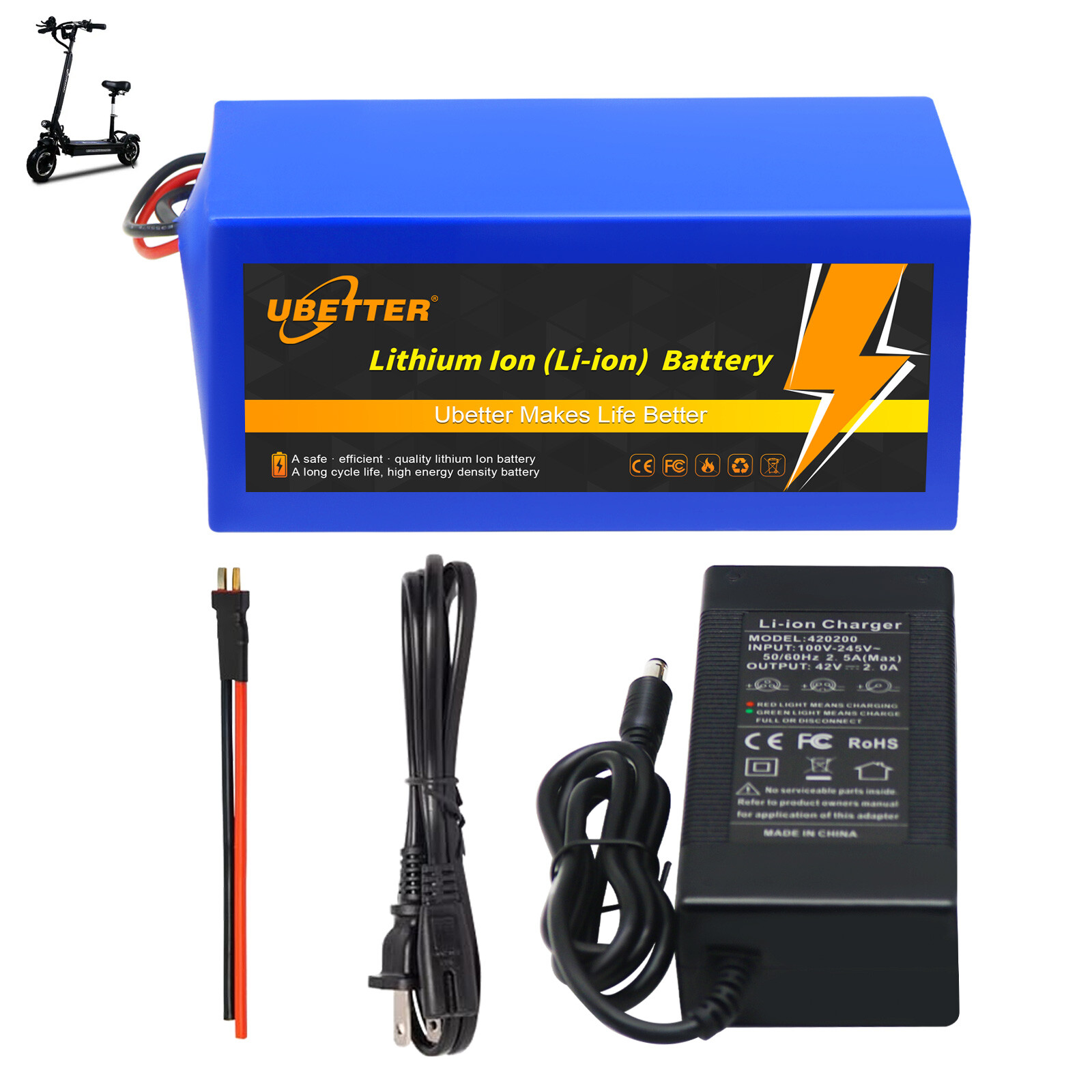 36V 10AH/14AH/20AH Lithium Battery,Built-in 30A BMS for 0-1000W Motor