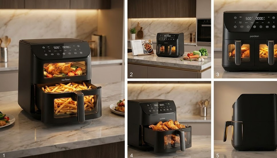 Double Stack Air Fryer Dual Basket Vertical Cooker w/ Window & Touch Screen New