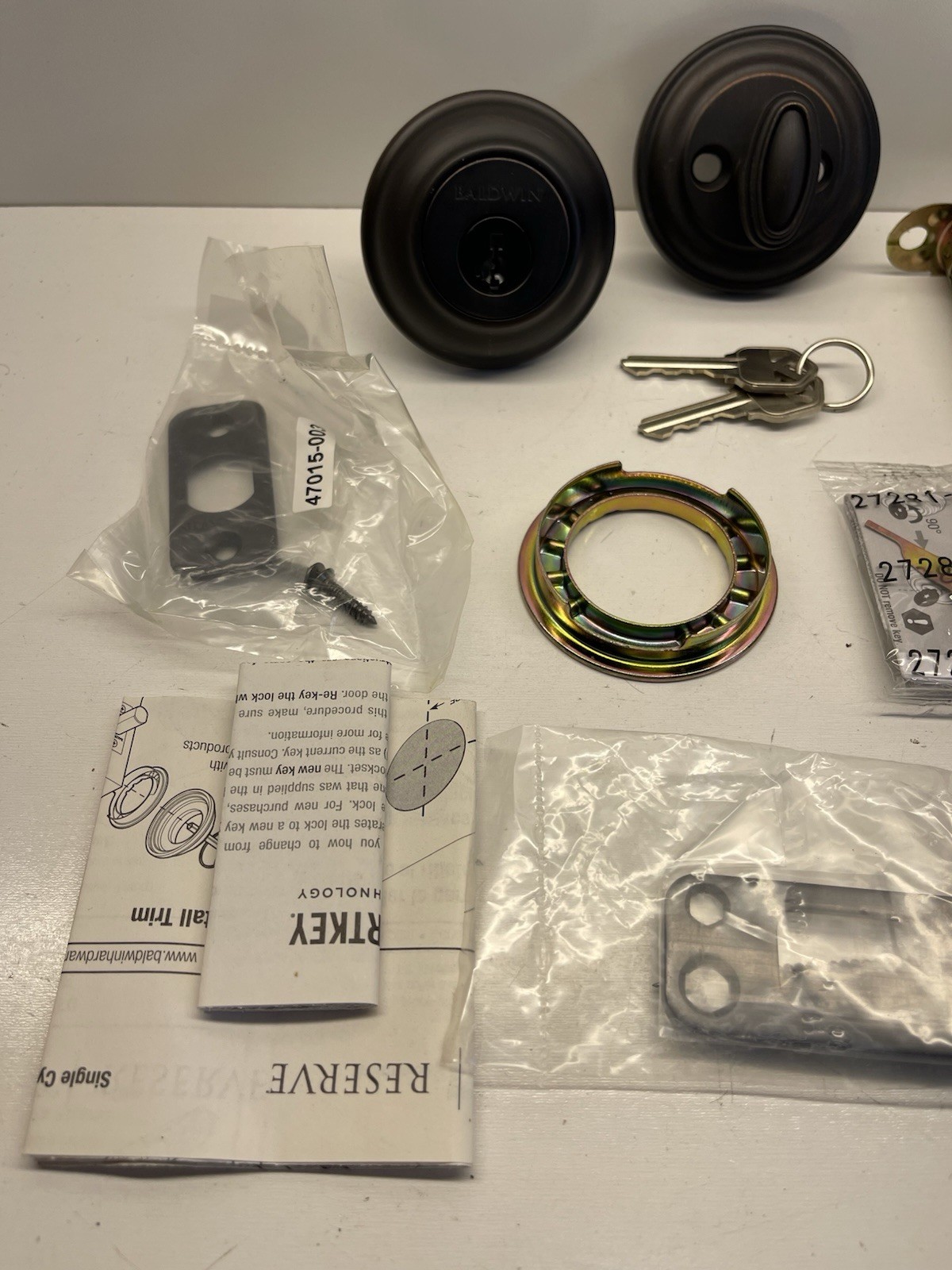 BALDWIN DEADBOLT Aged Bronze Single Sided Cylinder DEADBOLT (2 Keys)