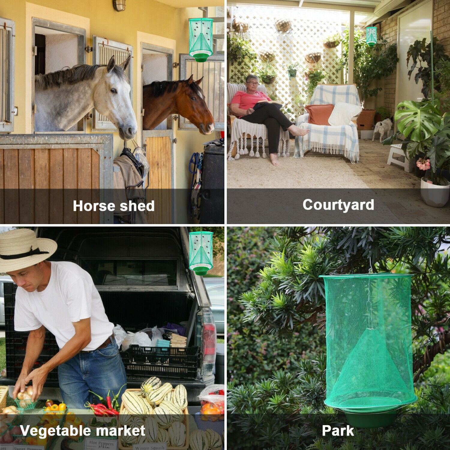 200X Ranch Fly Trap Reusable Hanging Fly Traps Outdoor Flay Catcher Cage Net Lot