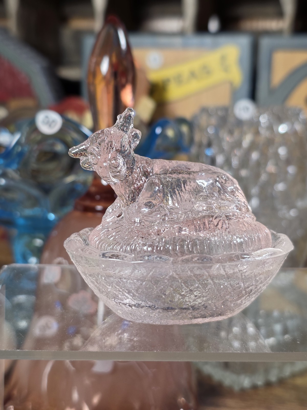 MINI PINK COW ON NEST ASIAN MADE