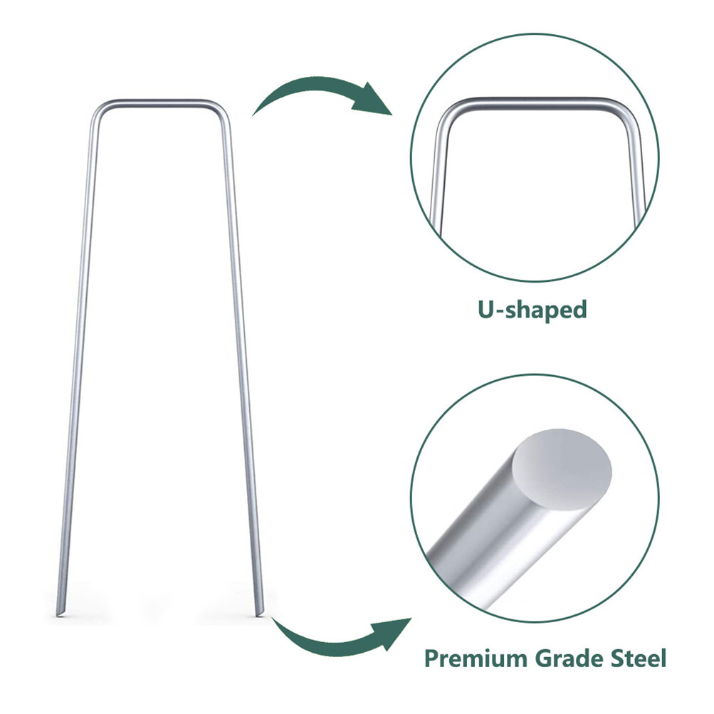 6" Garden Stakes 100/200/500/1000 Pack Landscape Staples Galvanized Sod Staples