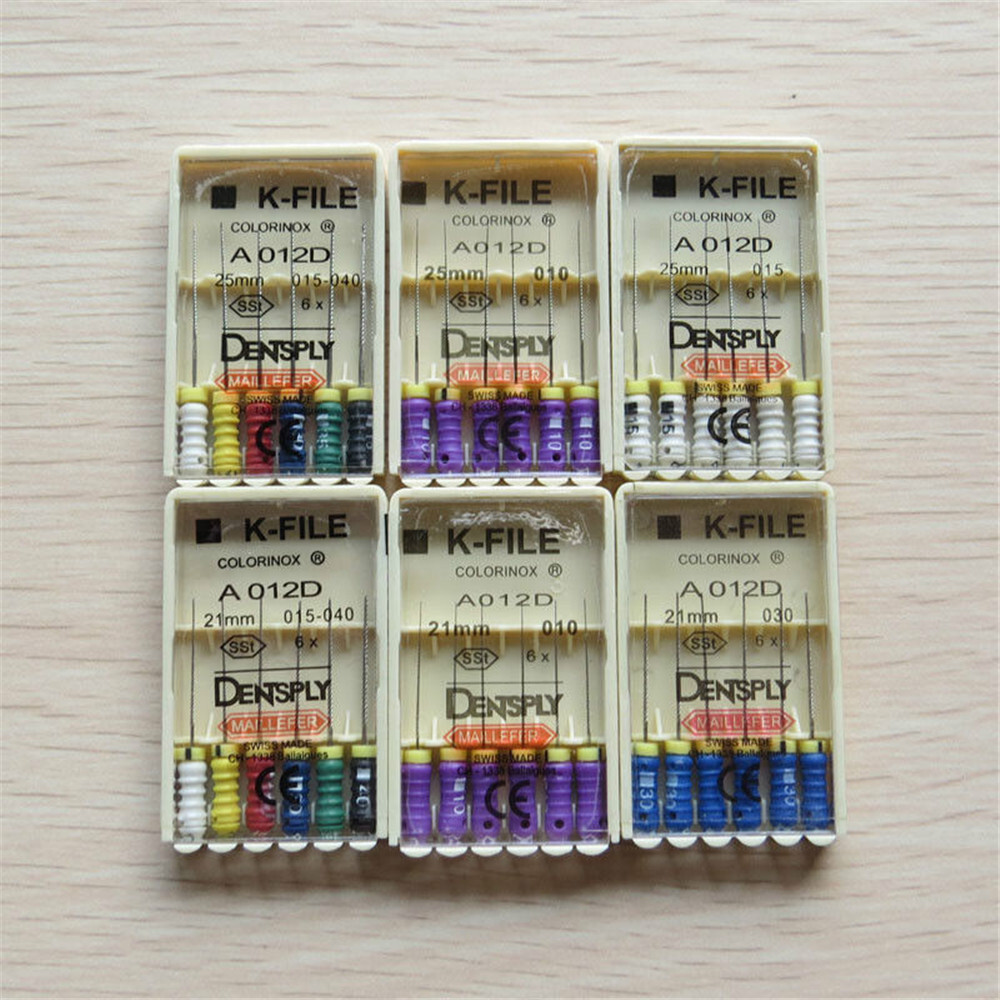 Dentsply Maillefer K-file Endodontic stainless steel 25mm All sizes 12Packs