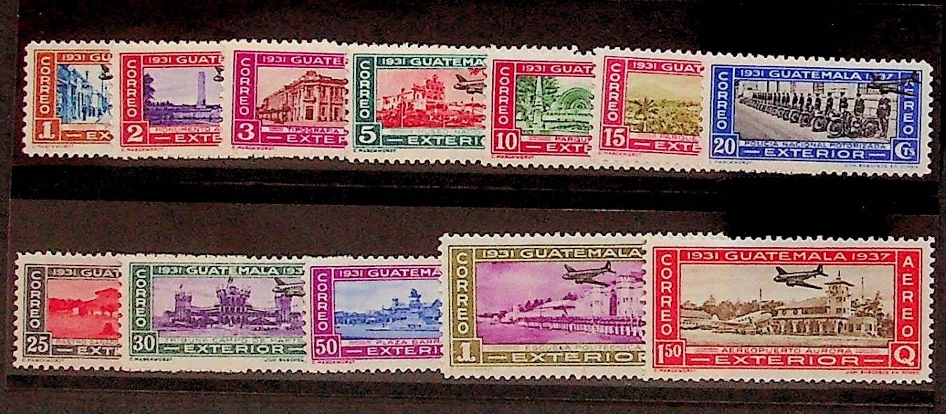 GUATEMALA Sc C80-91 LH ISSUE OF 1937 - HISTORICAL PLACES - (FJ26)