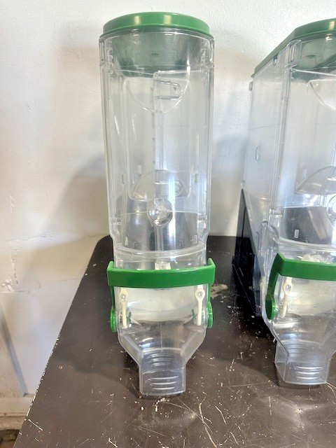 LOT OF 3 TRADE FIXTURES 618/624 COMMERCIAL BULK FOOD GRAVITY BIN DISPENSERS