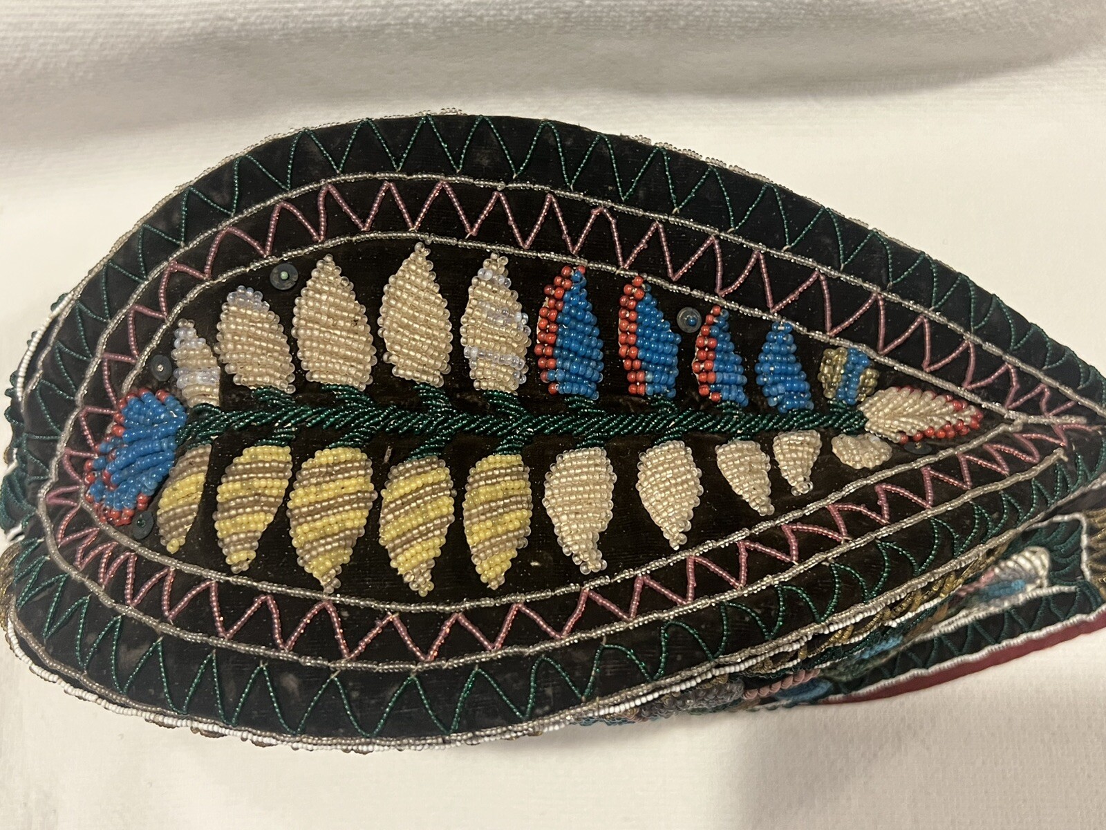 Antique Glengarry Iroquois Ornate Beaded Cap Hat