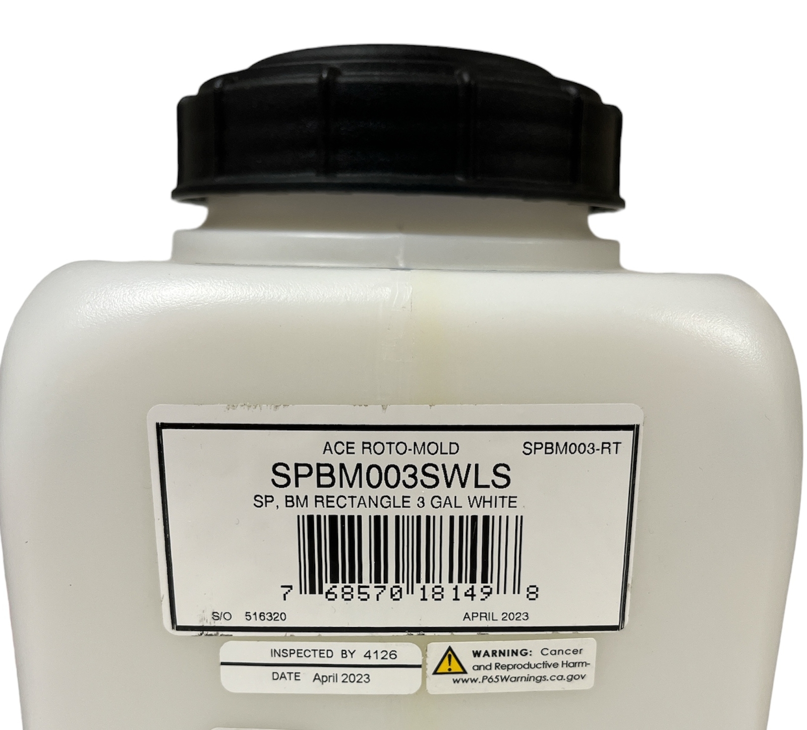SPBM003-RT Ace Roto-Mold 3 Gallon Rectangle Rinse Tank With 5" Lid, 7x12x15