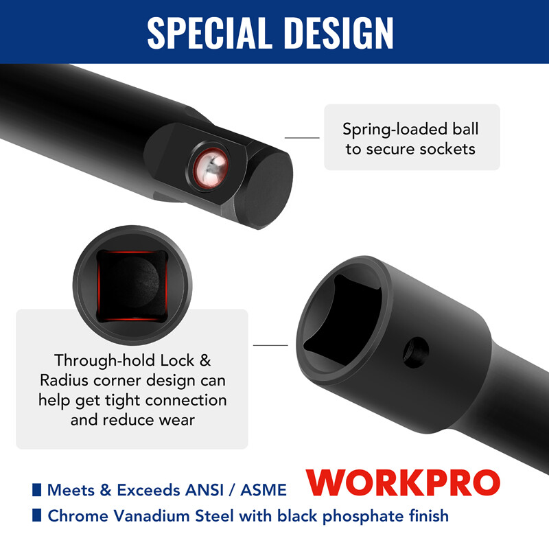 WORKPRO 18PC Drive Tool Accessory Set Socket Adapter Extensions Socket Accessory