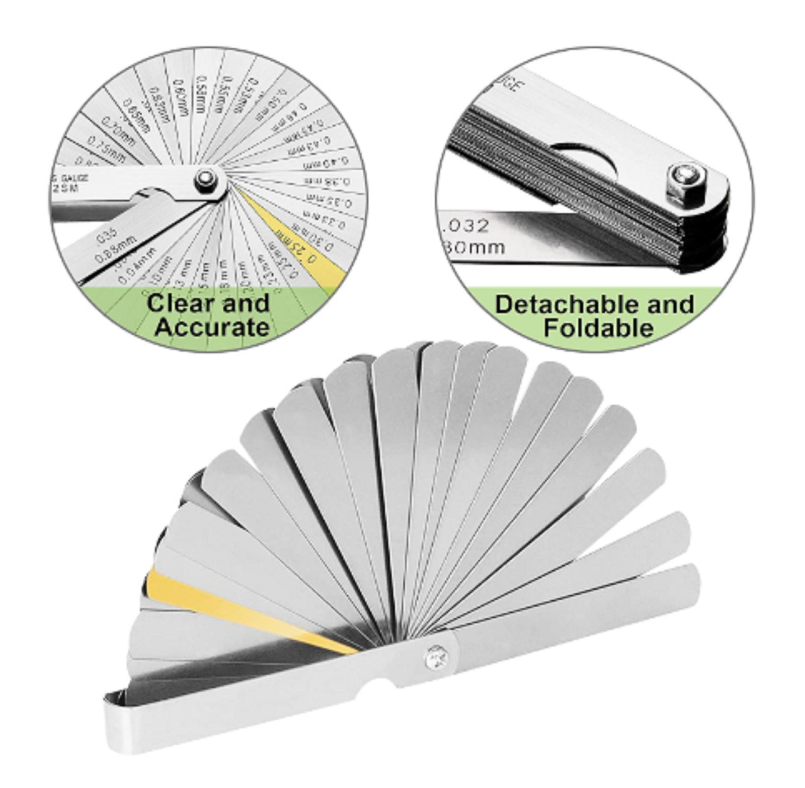 Feeler Gauge Set Stainless Steel Valve Lash Adjustment Tool Imperial/Metric 4