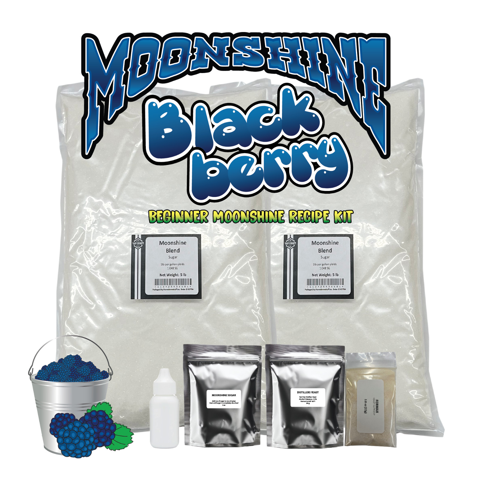 TAPCRAFT Blackberry Moonshine Recipe Kit for Home Distilling – 5gal Sugar Wash