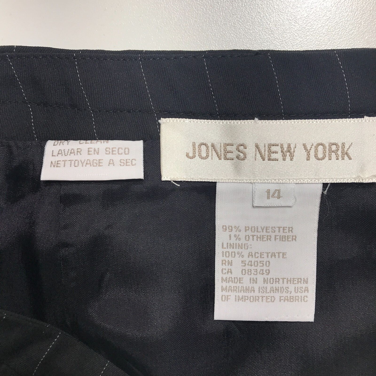 Jones New York Women Black Pinstripe Business Career Classic Modern Skirt Sz 14