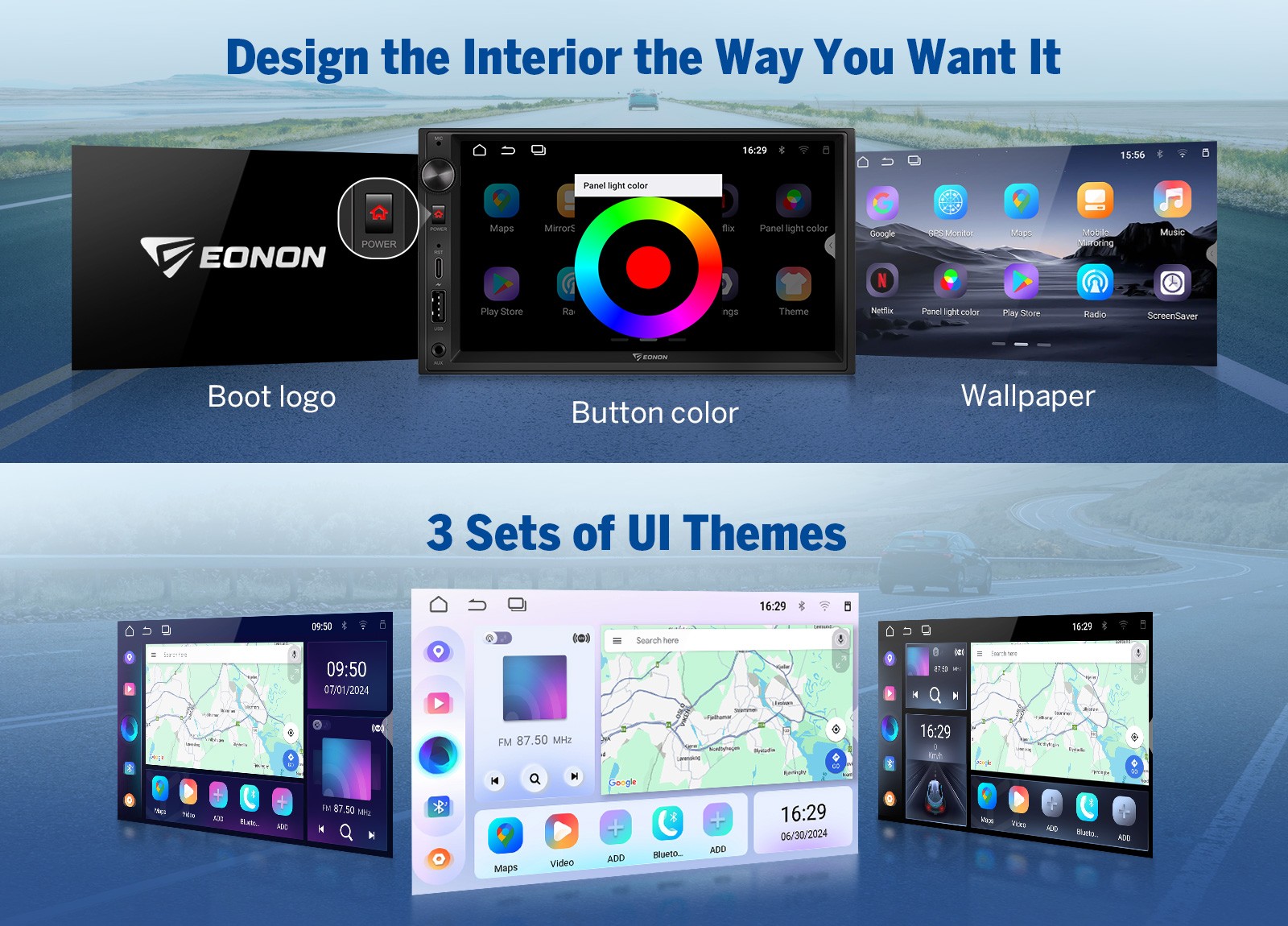 Eonon UX7A GPS Navigation 7" Android 14 4+64 Double DIN Car Stereo CarPlay Radio