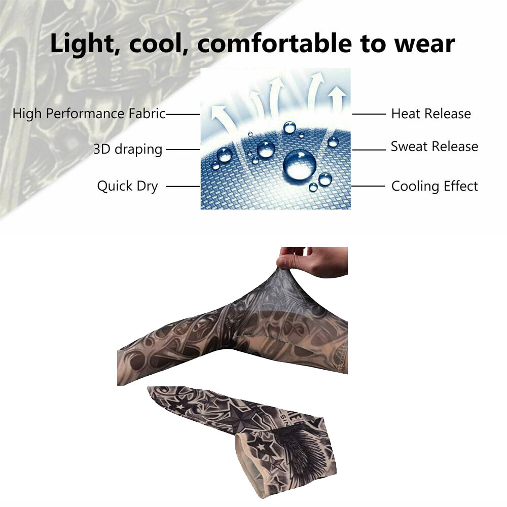 10PCS Tattoo Cooling Arm Sleeves Cover UV Sun Protection Outdoor Sport Men Women