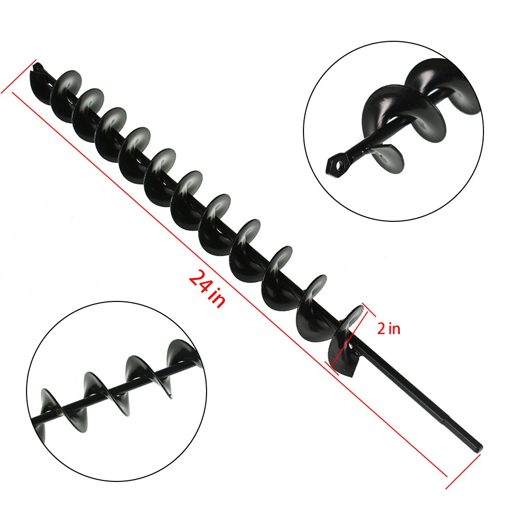 Earth Auger Drill Bit 2 x 24 Black Garden Post Hole Digger