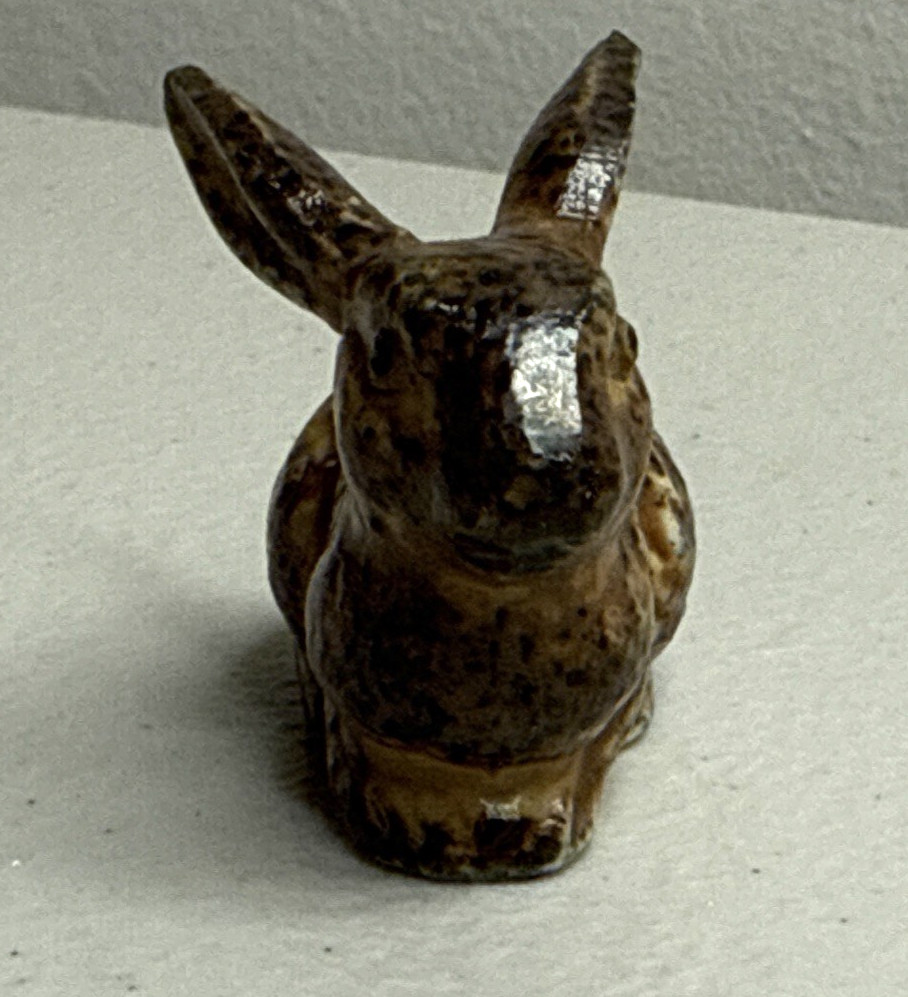 Vintage Porcelain Brown Speckled Bunny Rabbit Figurine Occupied Japan