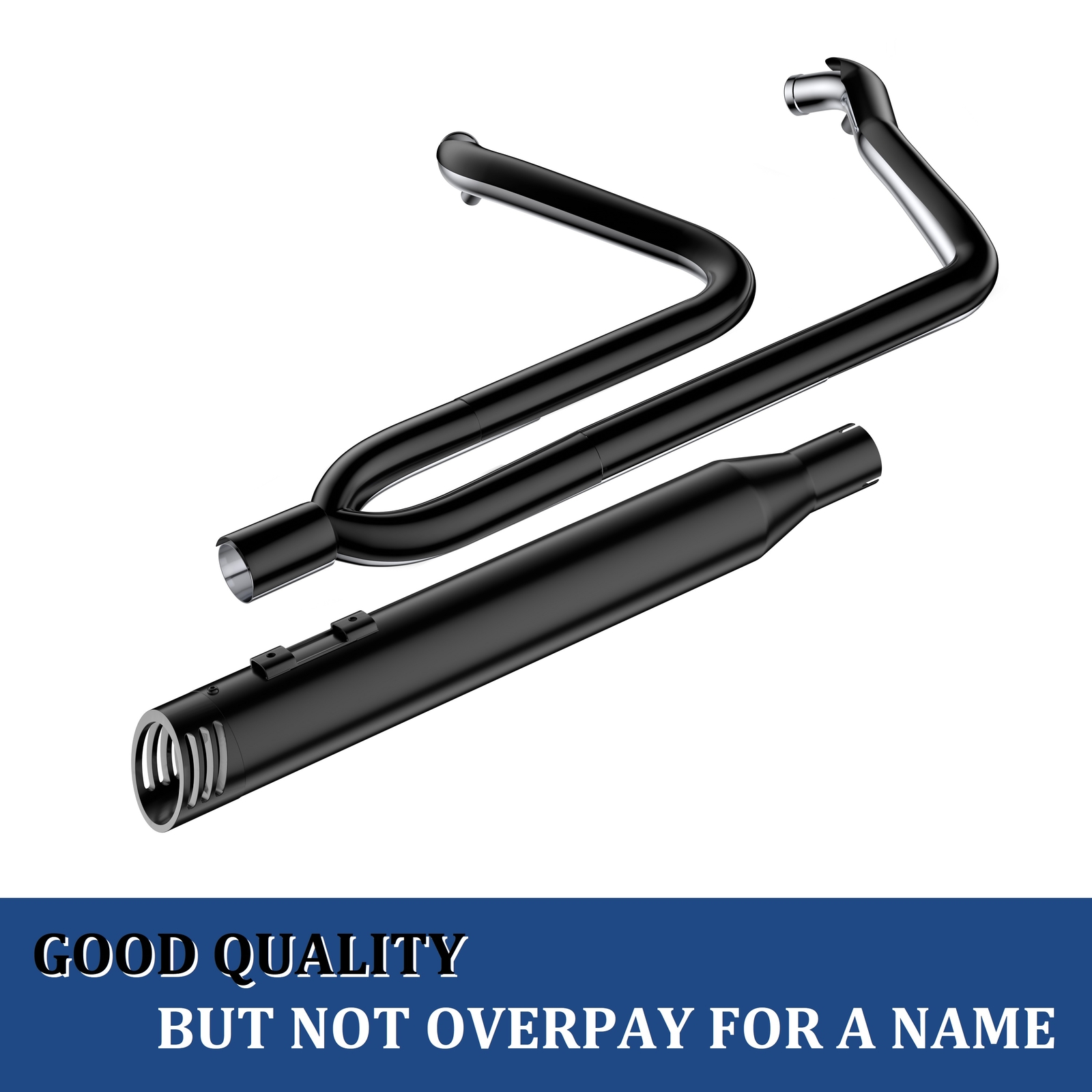 Pro 2 into 1 Black Exhaust Pipe w/ 4" Muffler Fit 1995-2016 Harley Touring 08B