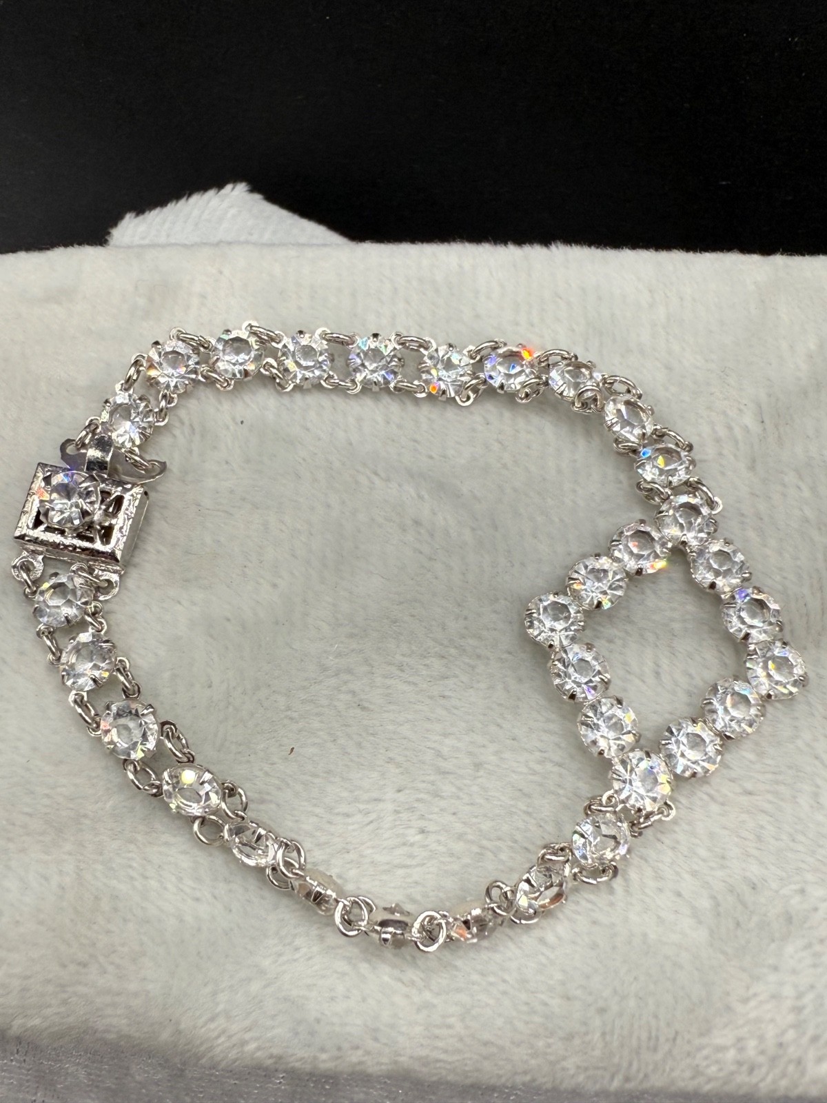 Vintage Crystal Bracelet Open Back Wedding Prom Formal 7"