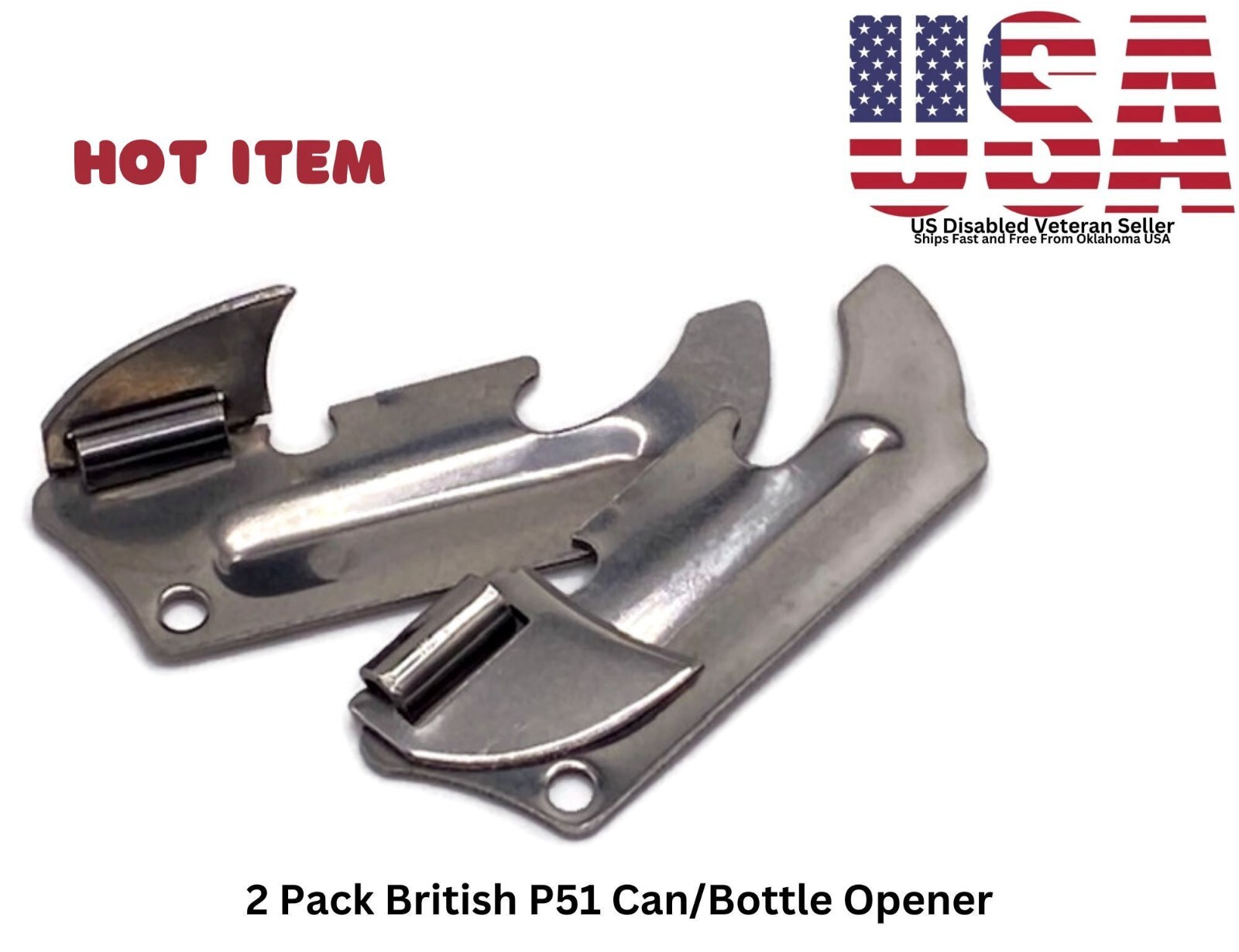 British Military P51 Can and Bottle Opener 2-Pack Stainless Steel
