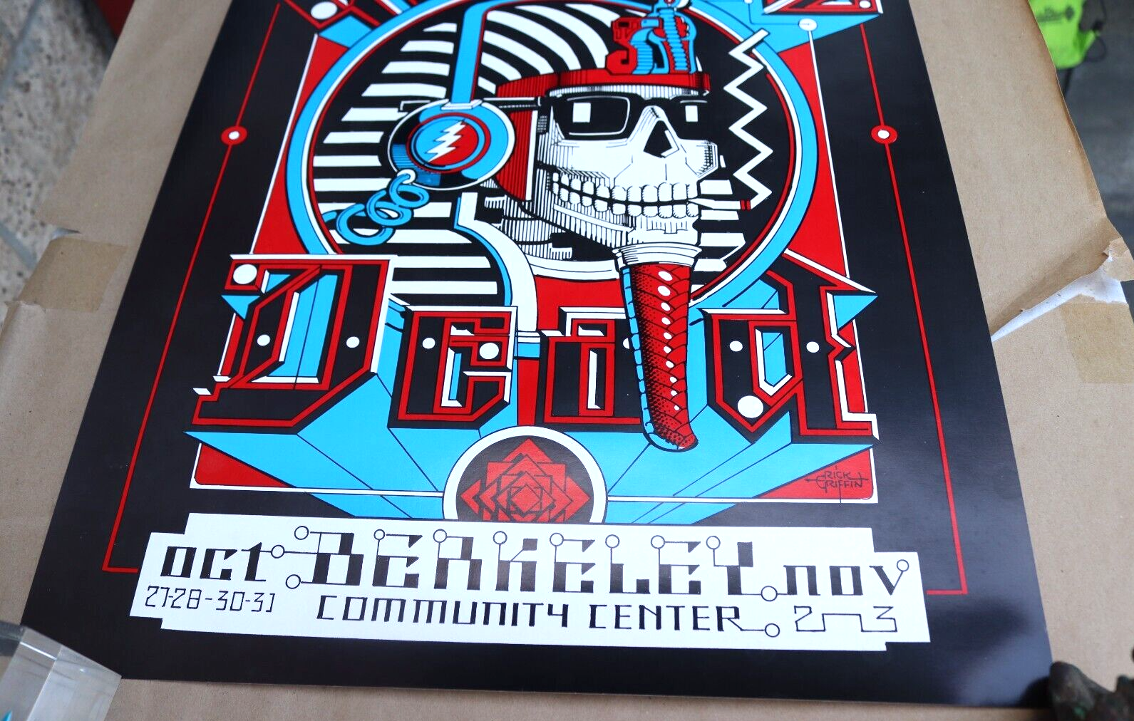 1984 RICK GRIFFIN GRATEFUL DEAD BERKELEY CONCERT POSTER PHARAOH 18X23" RARE