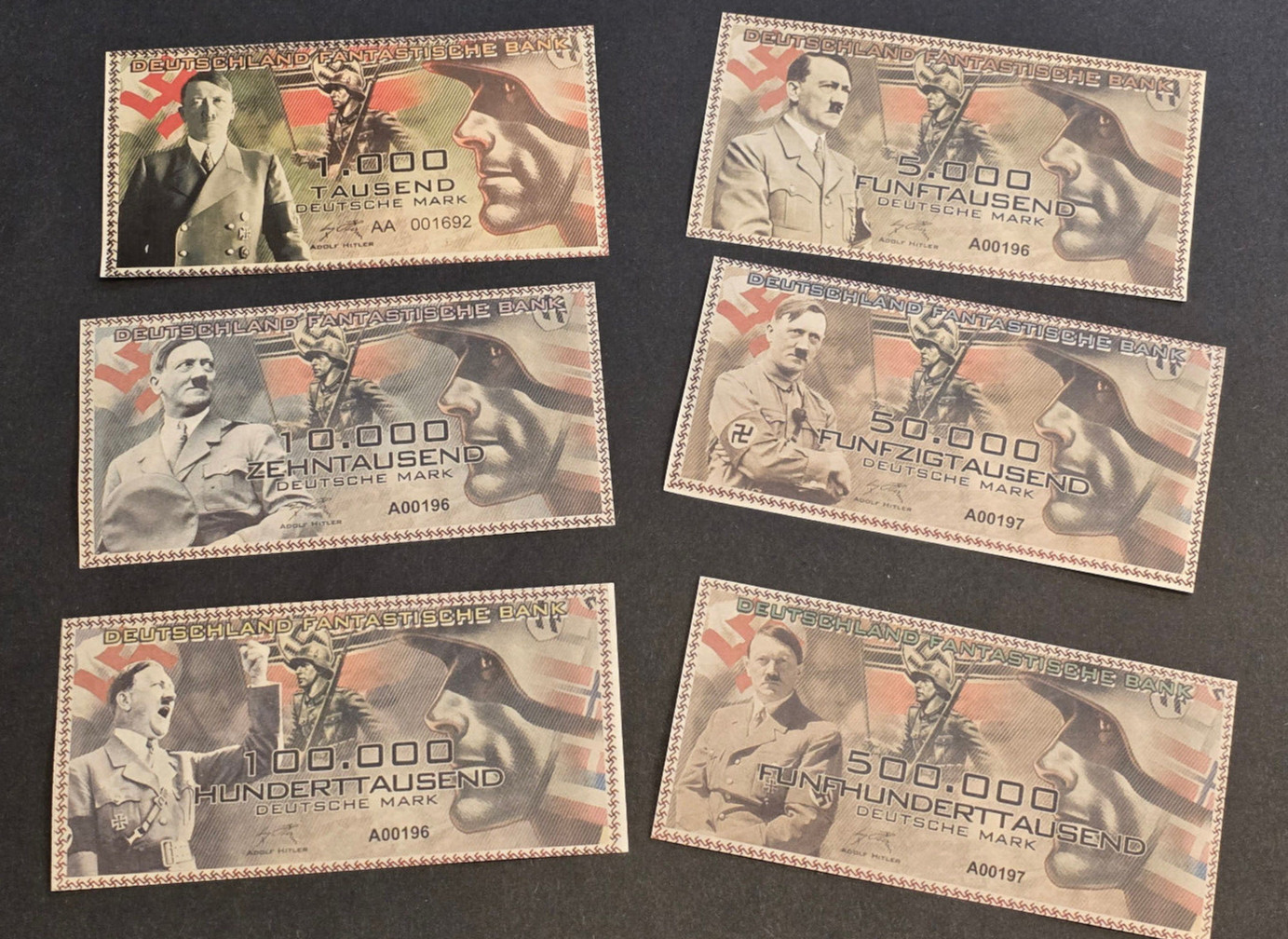 THIRD REICH NOVELTY CURRENCY Lot Adolf Hitler Banknotes Reichsbanknotes