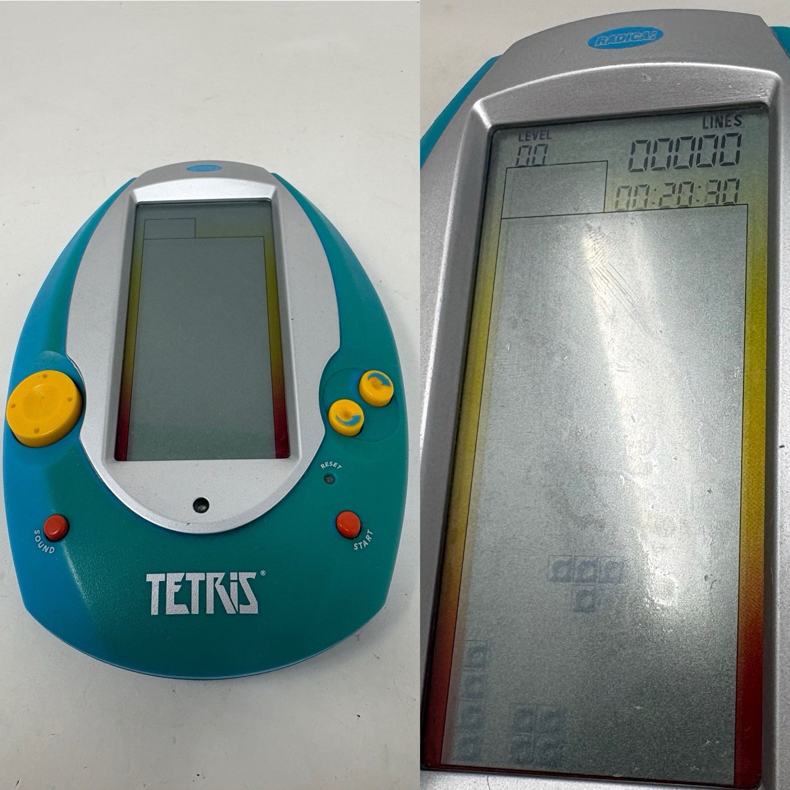 Vintage 2005 Radica Tetris Handheld Electronic Game Blue Silver Tested WORKS!