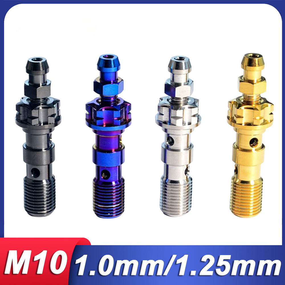 M10x1.0/1.25 Titanium Banjo Bolt + Bleed Nipple Screw Valve Motorcycle Calipers
