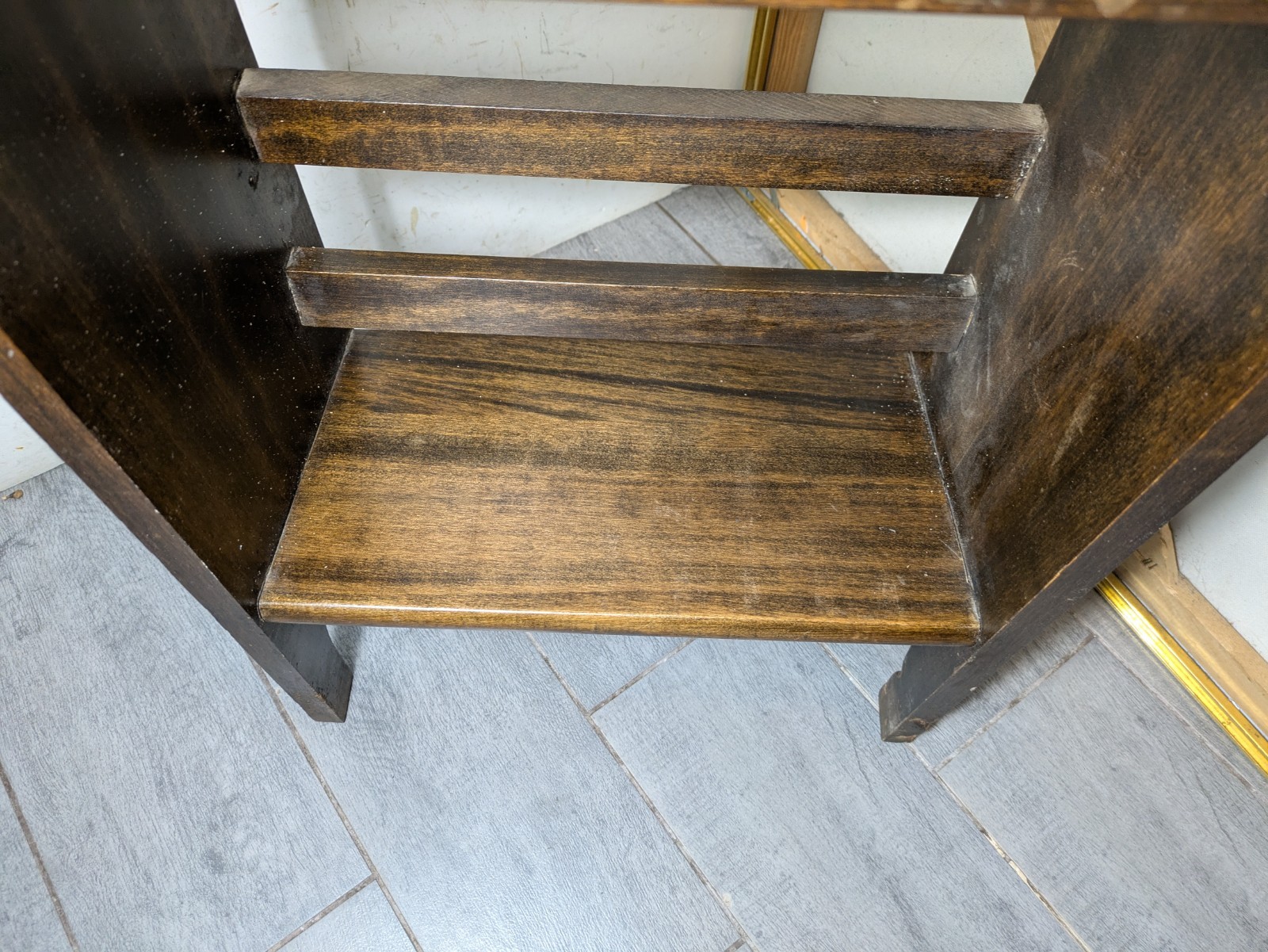 Vintage Mission Arts & Crafts Small Wood Bookcase Bookshelf 2-Tier Stand R87