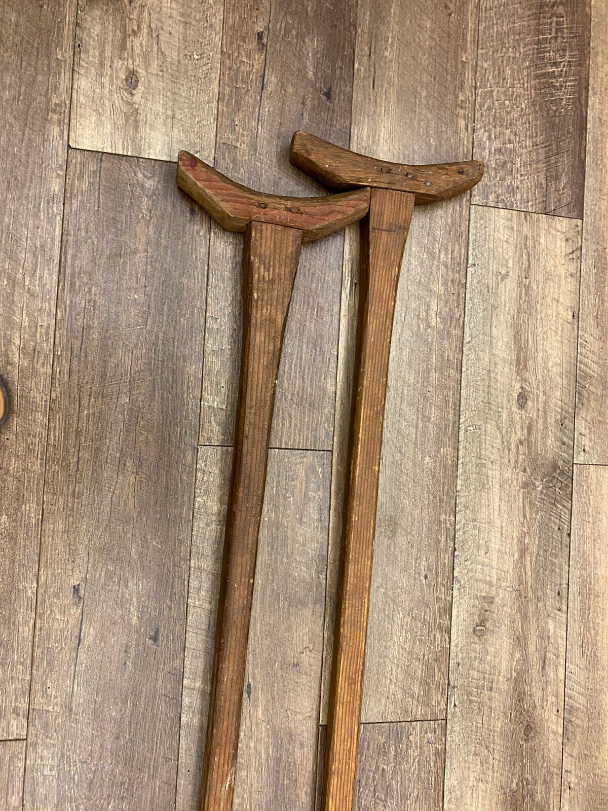 2Pair Antique 1800’s Wooden Handcrafted Medical Crutches Civil War Era Tiny Tim