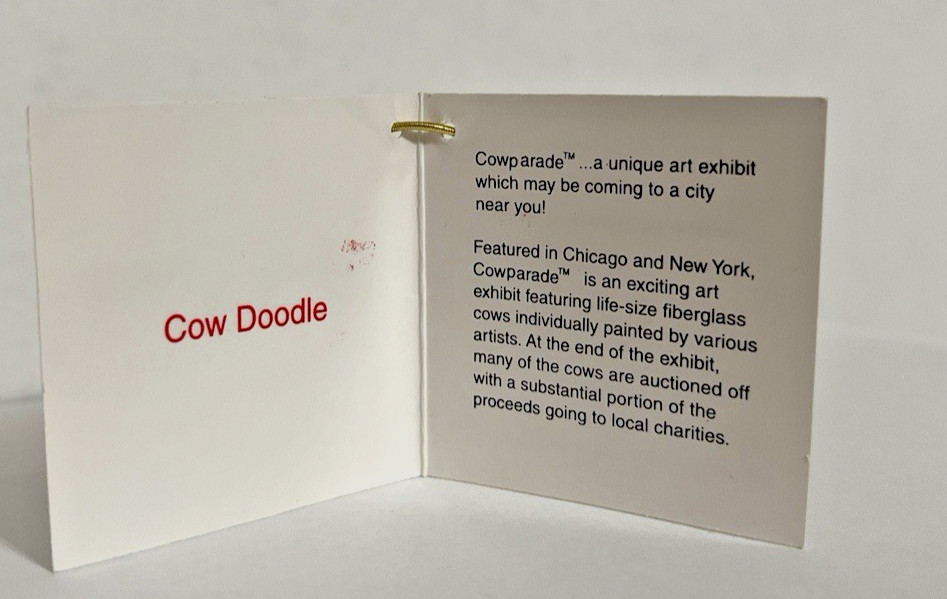 Cow Parade "Cow Doodle" Cow Ceramic Figurine #9194 Vintage Retired 2001