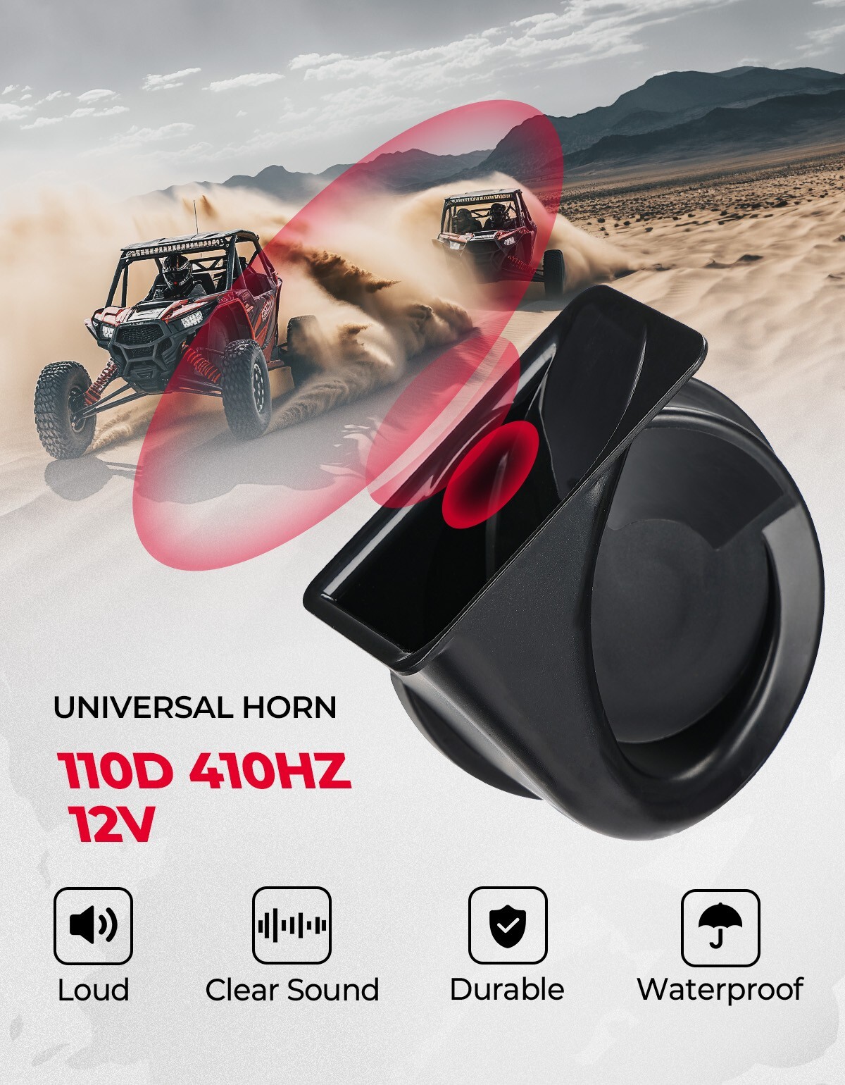 Universal Horn Set with LED Turn Signal Lights&Switch for Kawasaki Pioneer RZR