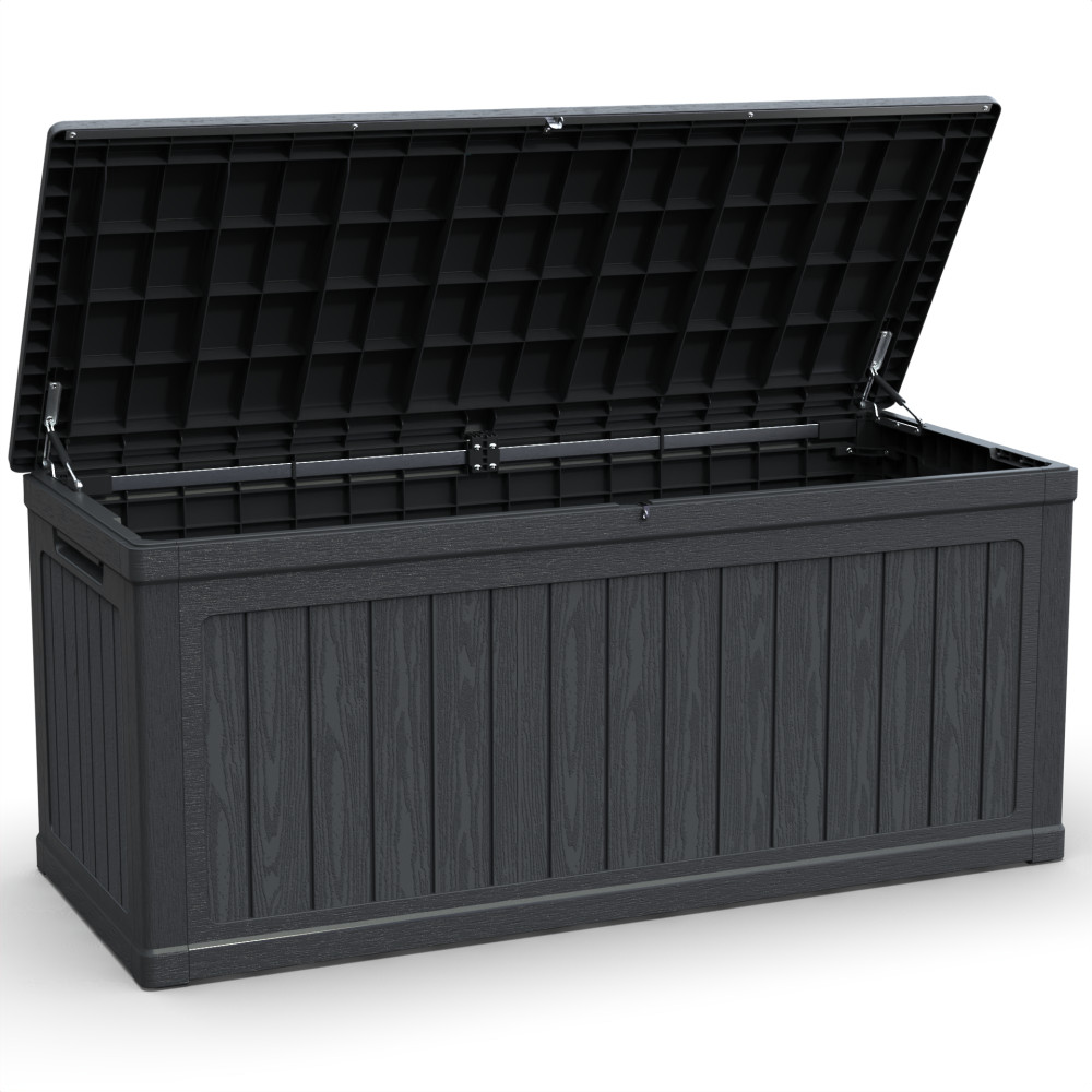 260 Gal Outdoor Storage Box Lockable Black for Patio Furniture