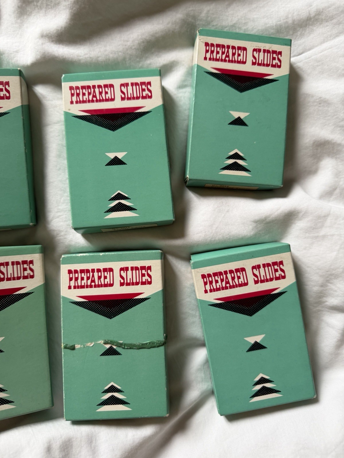 8 Vintage Microscope Slide Boxes. Prepared slides