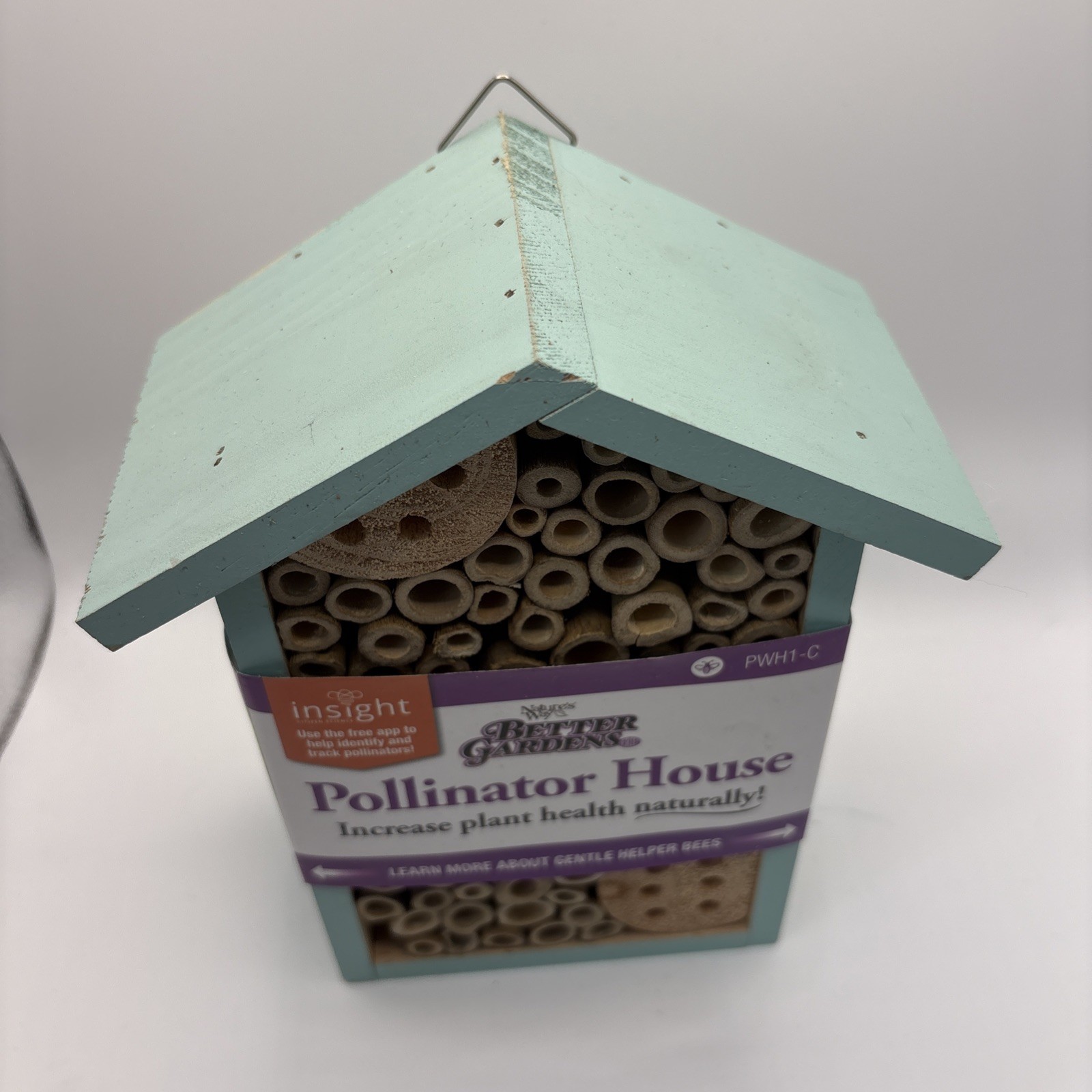 Nature’s Way Better Gardens Pollinator Bug Mason Bee House Wooden Green Blue