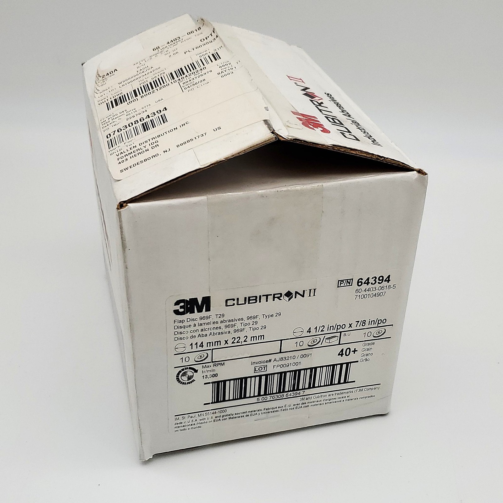 3M Cubitron 969F T29 Flap Wheels 40 Grit 4-1/2" Diam 7/8" Arbor 64394 Box of 10