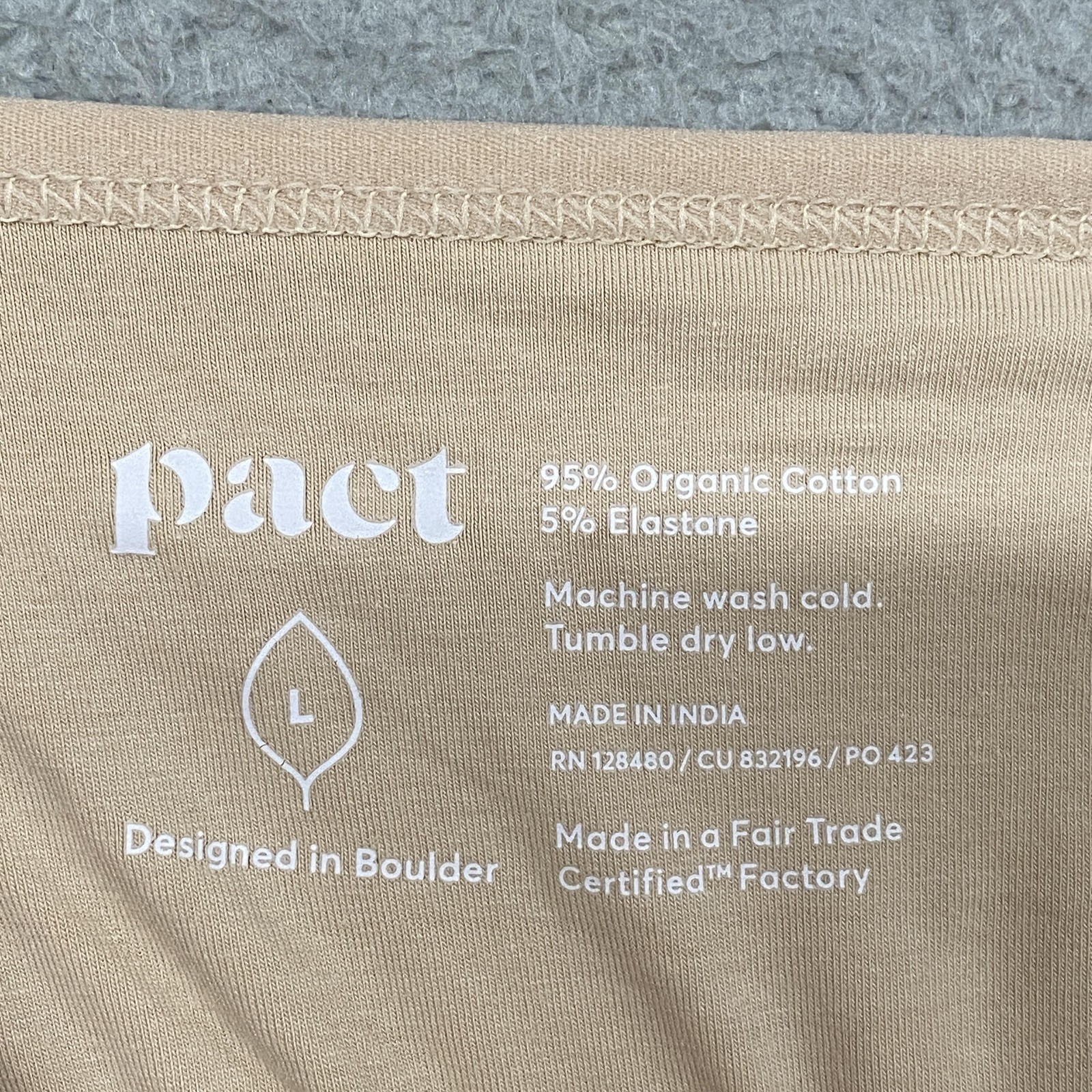 Pact Cami Tank Top Womens Large Beige Organic Cotton Minimalist Capsule Camisole
