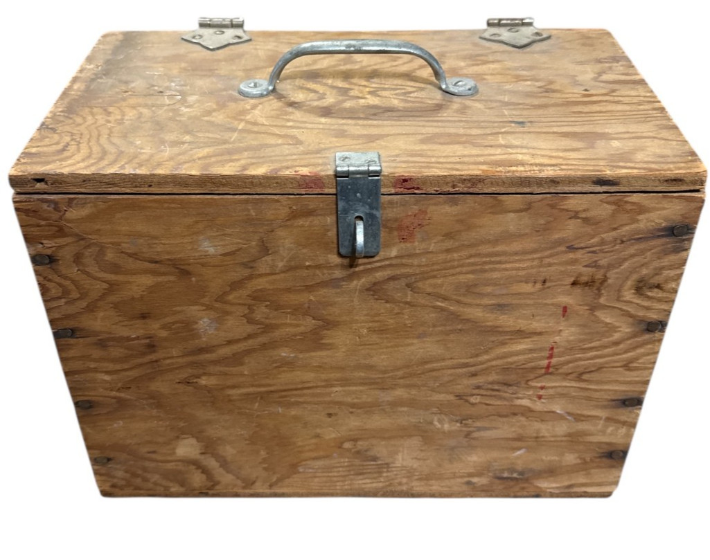 VINTAGE CWO BRASS SURVEY TRANSIT w/ WOODEN CASE