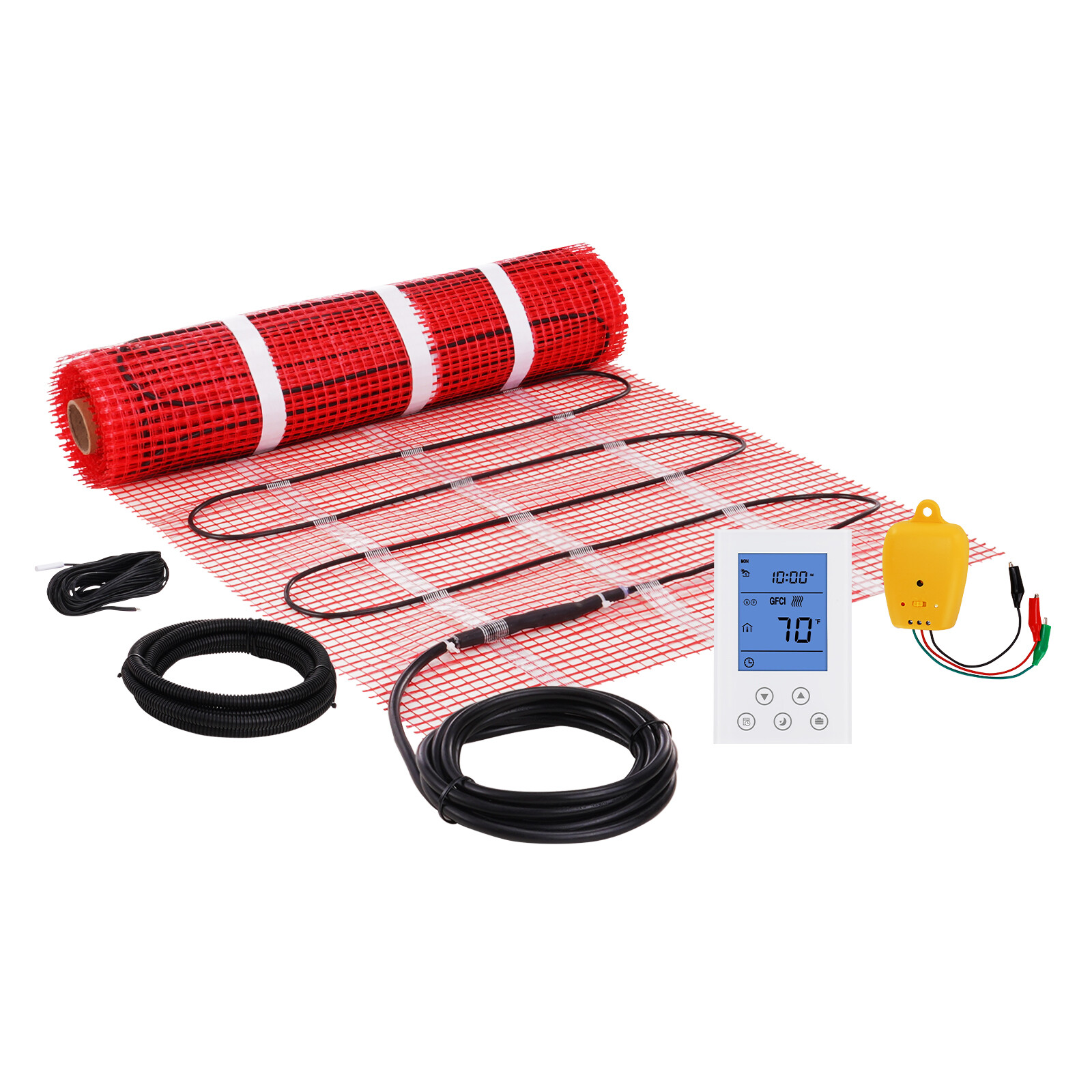 30sqft Electric Heat Mat Kit 120v Radiant Heating System with Thermostat