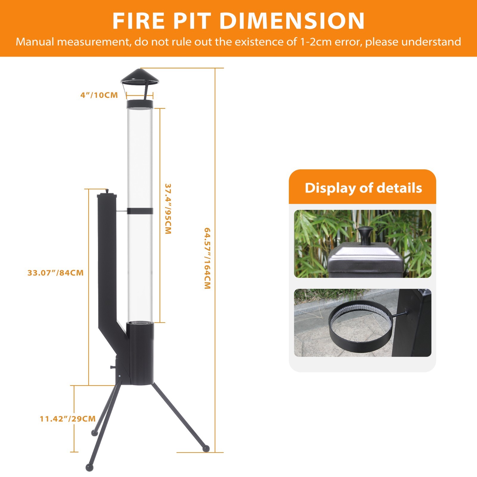 Portable Wooden Pellet Fire Pit with Safety Cover and Glass