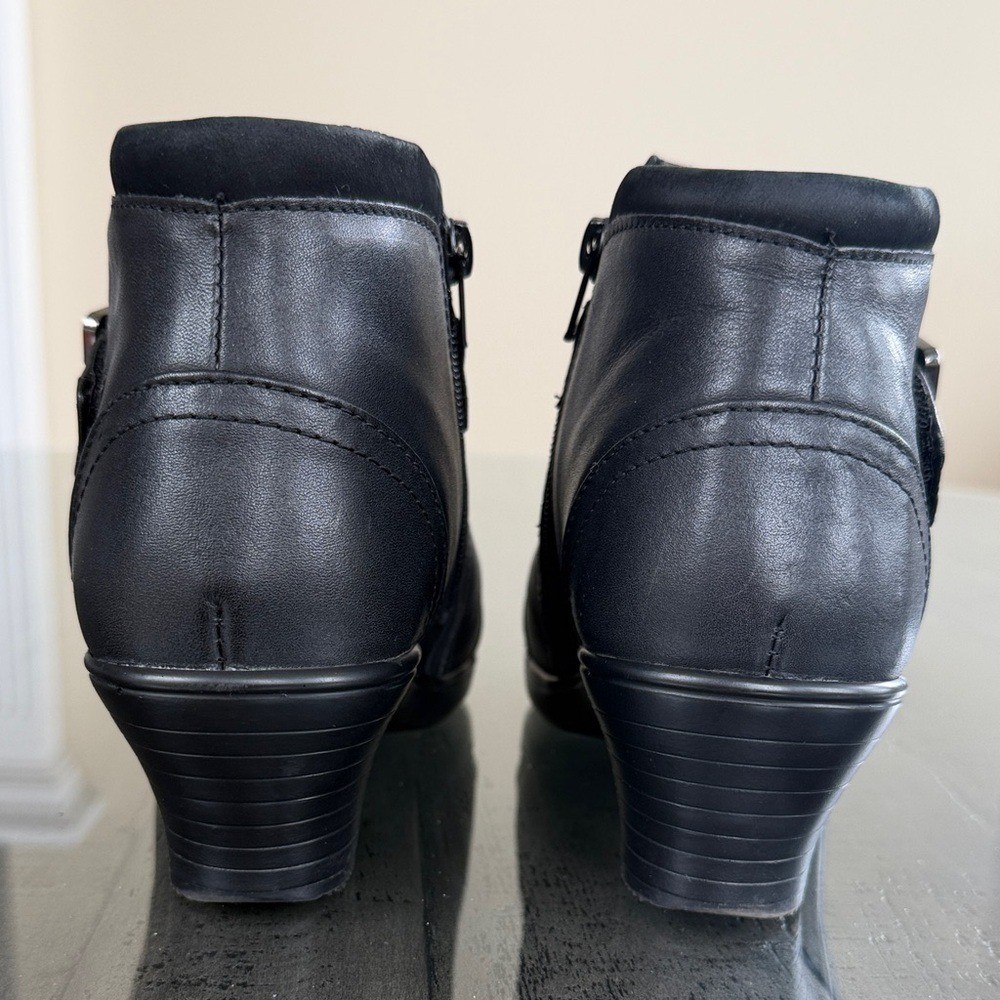 Orthofeet Bioheels women's black leather ankle boots 6 wide