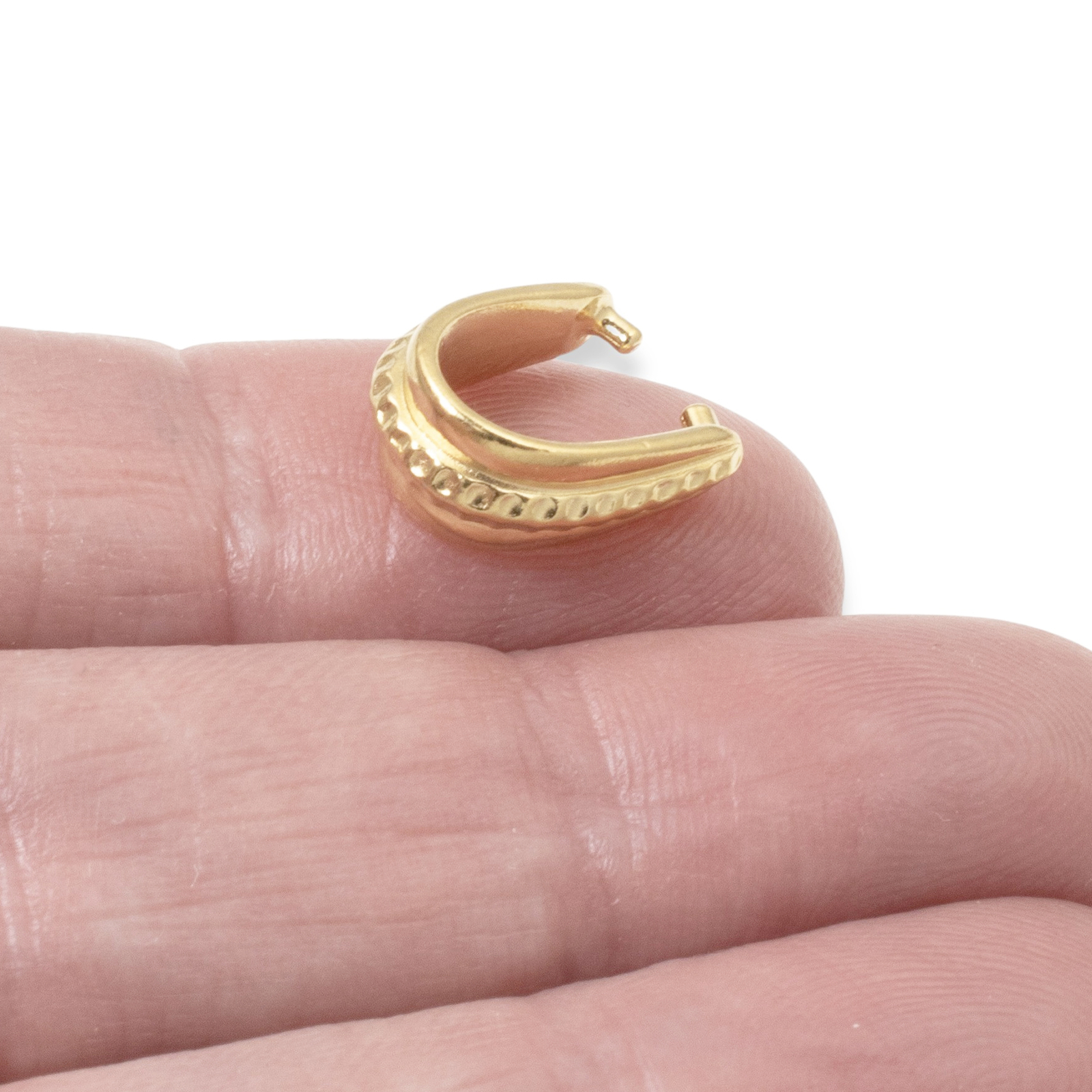 2-Pack Gold Large Hammered Pinch Bail, TierraCast Pewter Pendant Holder