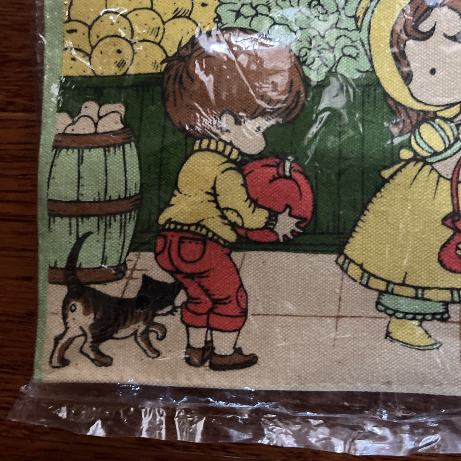 Joan Walsh Anglund 60/70’s Vintage GROCERY Cotton Illustrated Tote Bag NOS